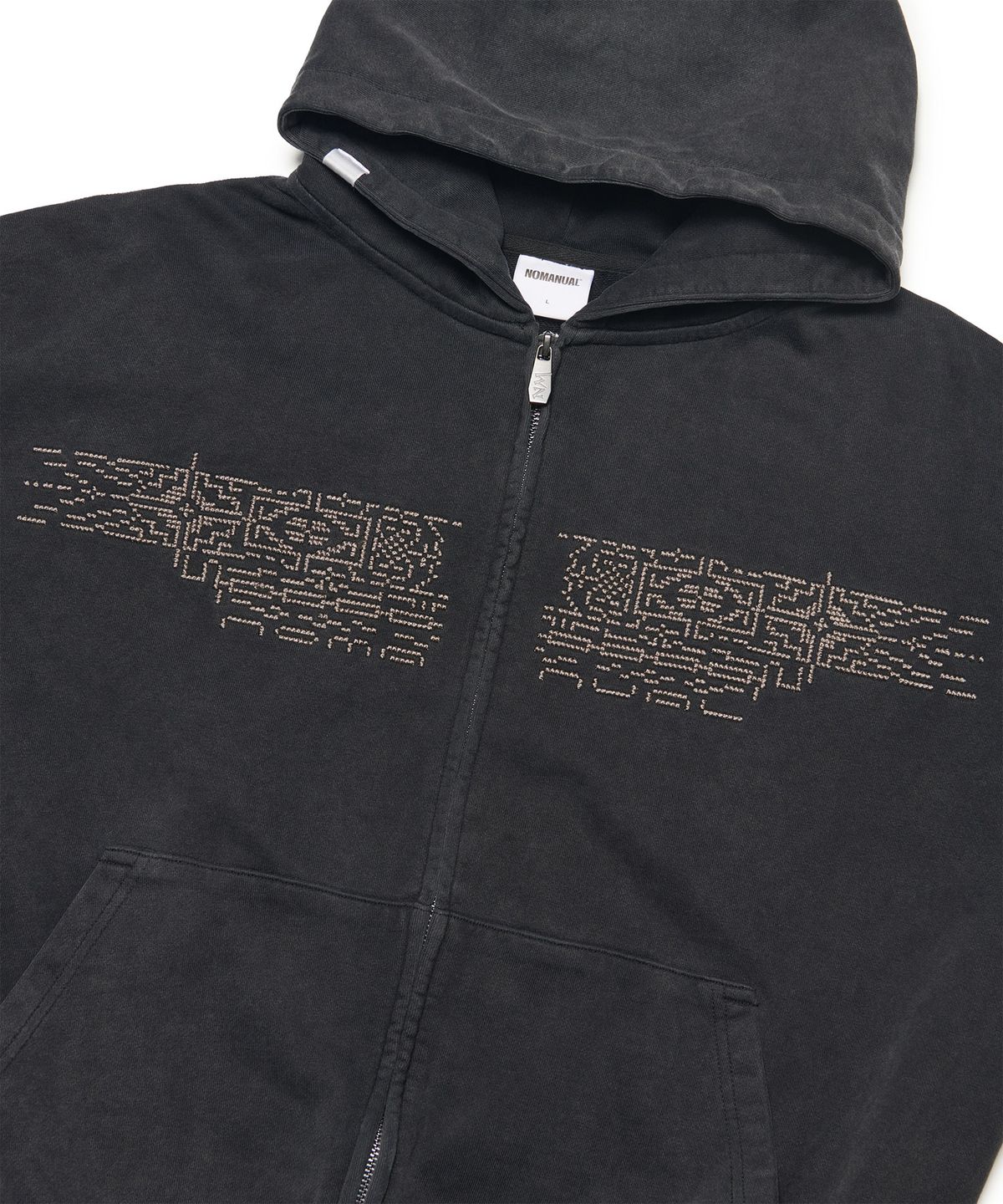 노매뉴얼(NOMANUAL) D.P HOODED ZIP-UP - WASHED BLACK