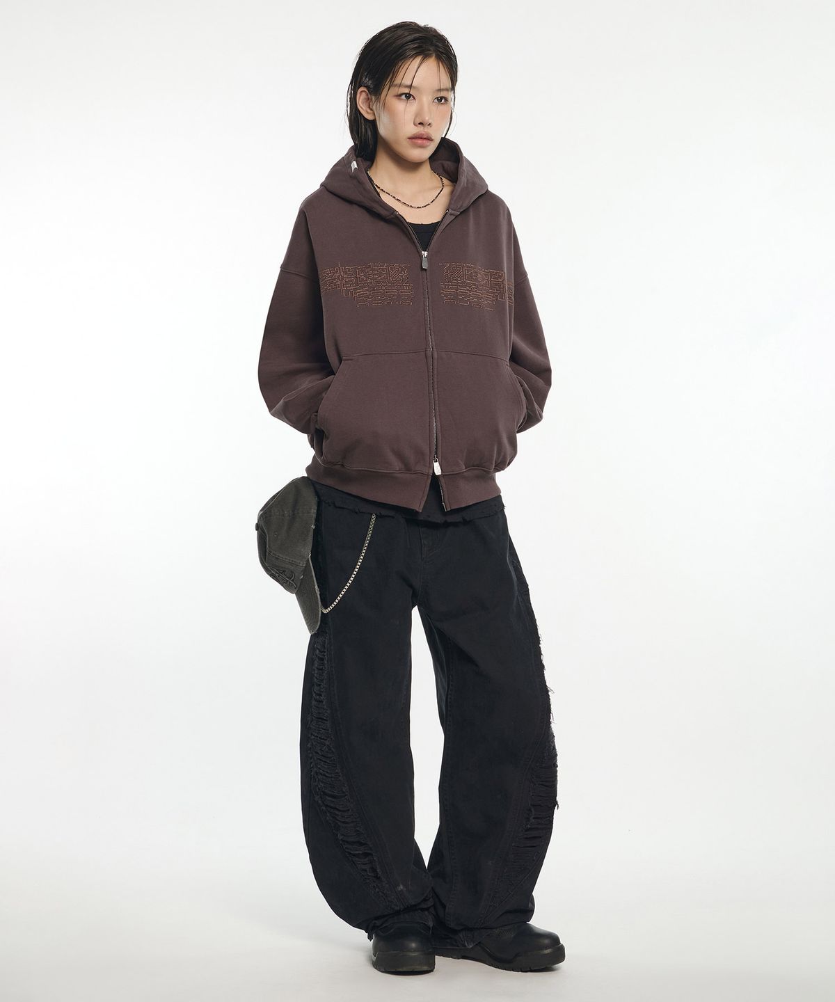 노매뉴얼(NOMANUAL) D.P HOODED ZIP-UP - WASHED PURPLE