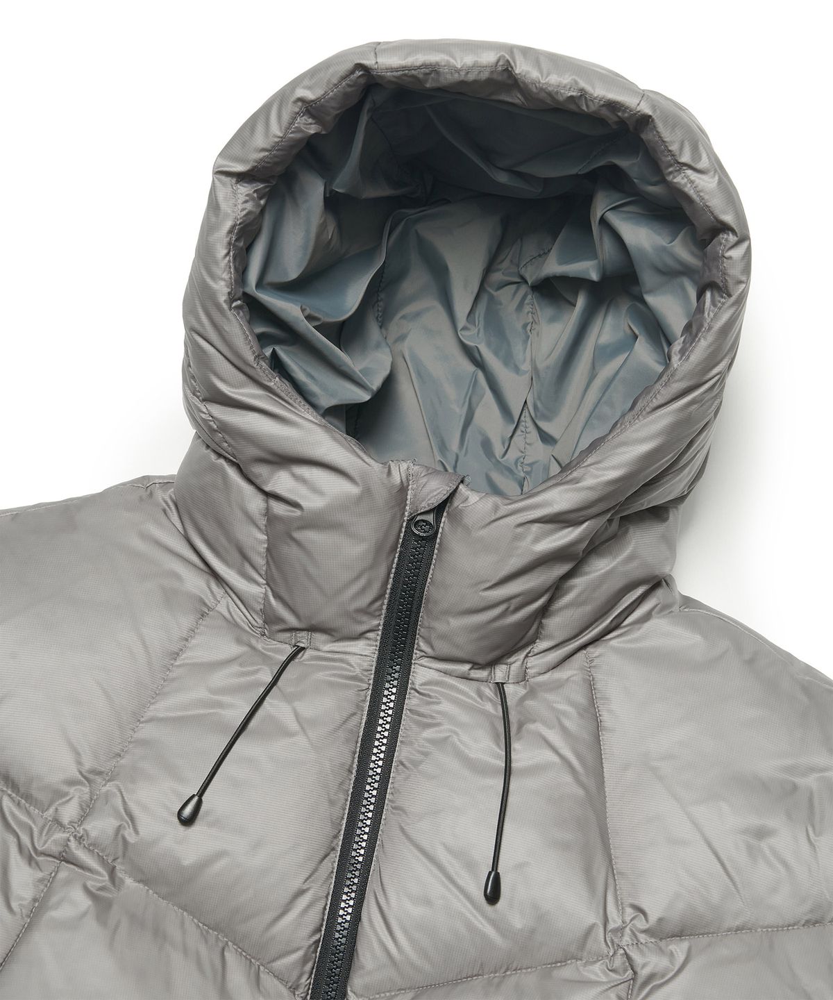 노매뉴얼(NOMANUAL) SLANT CROP HOODED DUCK DOWN - CHARCOAL