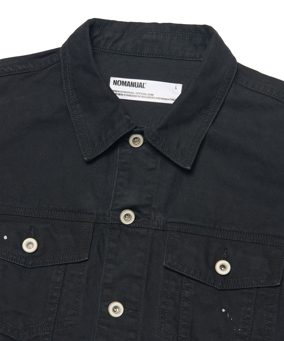 노매뉴얼(NOMANUAL) PAINTED TRUCKER JACKET - WASHED BLACK