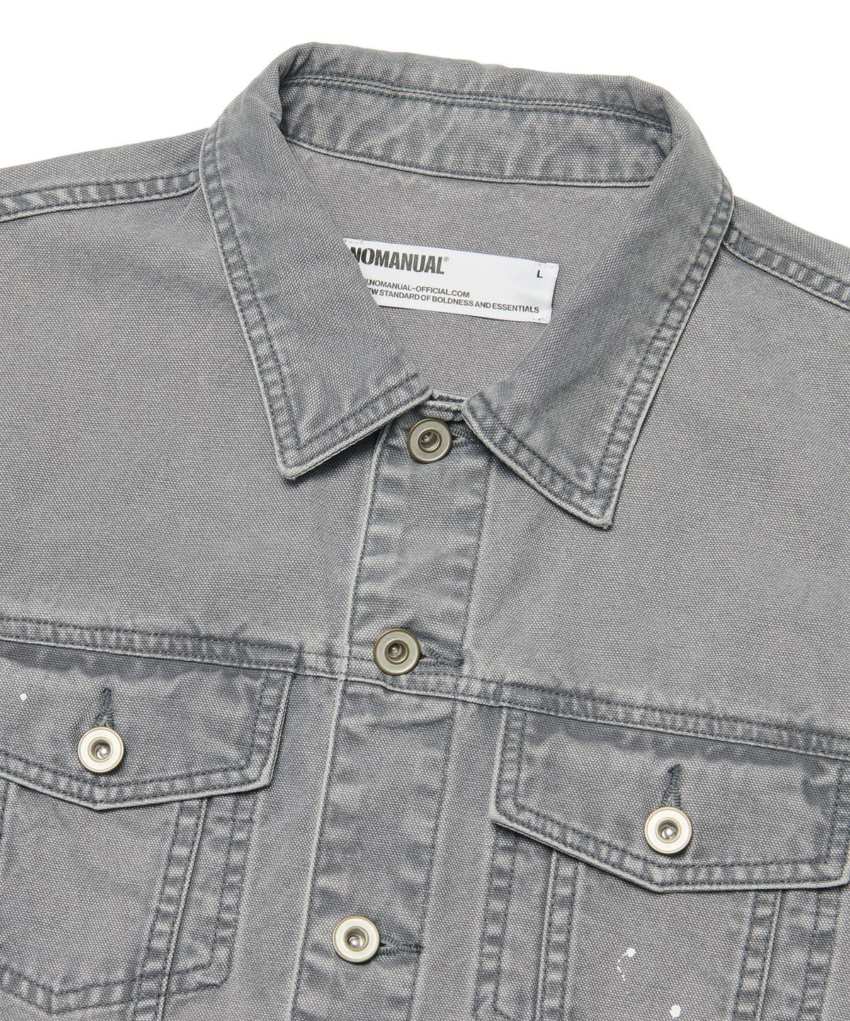 노매뉴얼(NOMANUAL) PAINTED TRUCKER JACKET - WASHED GRAY