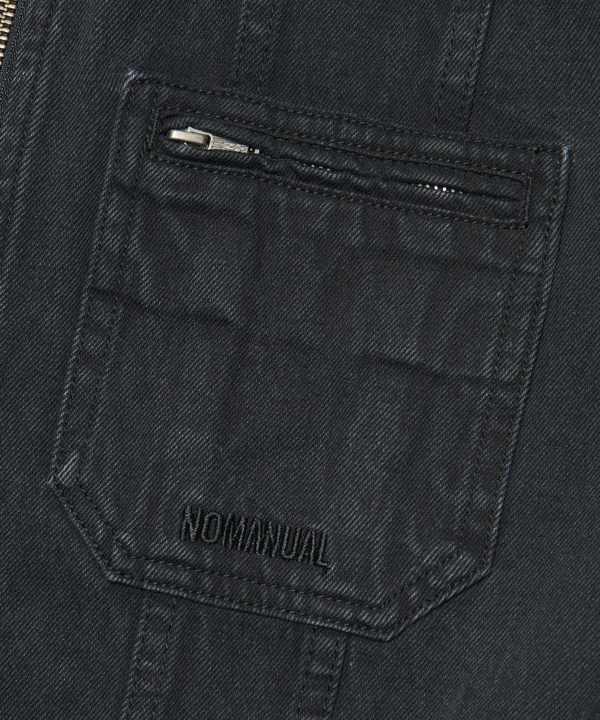 노매뉴얼(NOMANUAL) DENIM TRUCKER ZIP JACKET - WASHED BLACK
