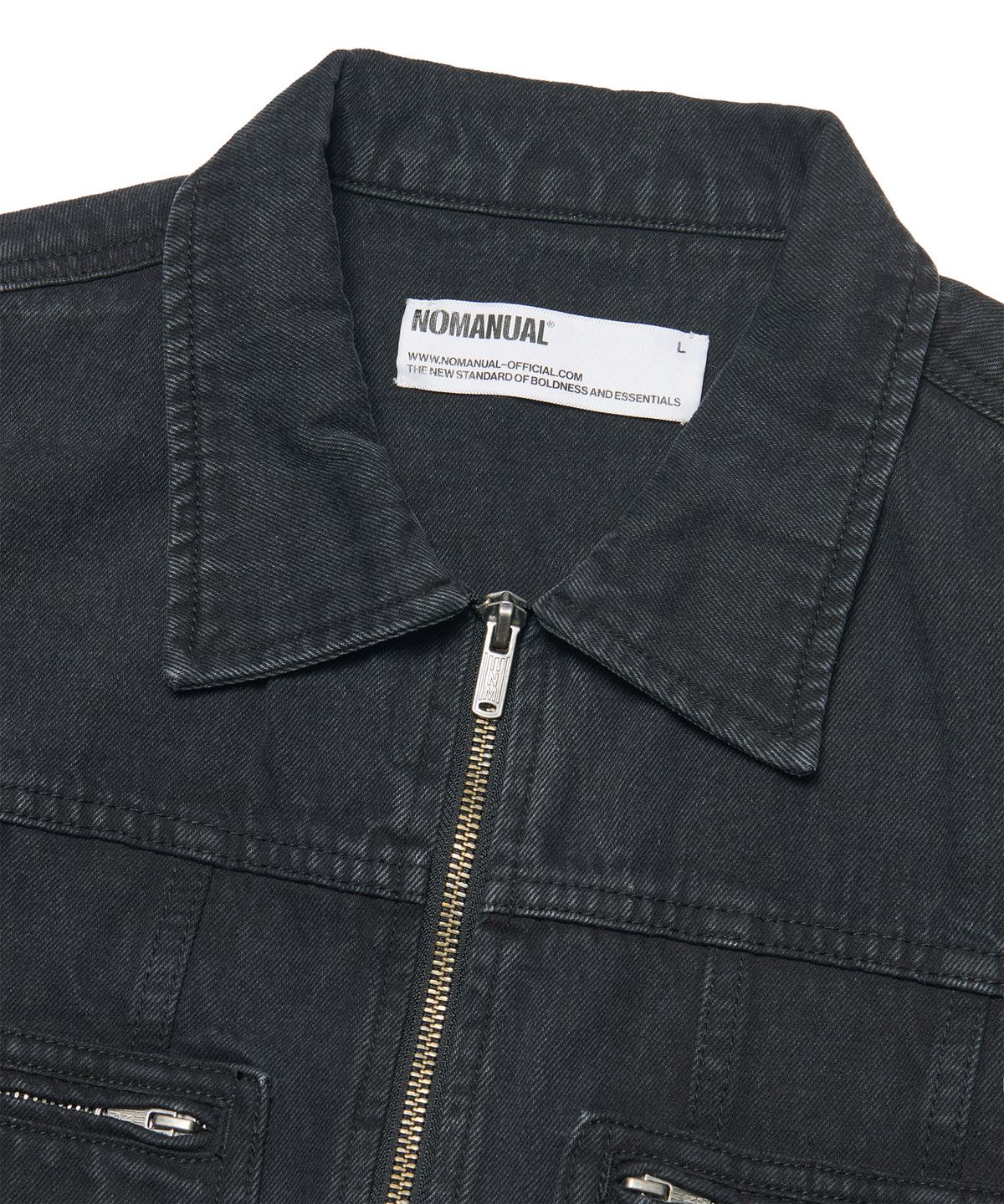노매뉴얼(NOMANUAL) DENIM TRUCKER ZIP JACKET - WASHED BLACK