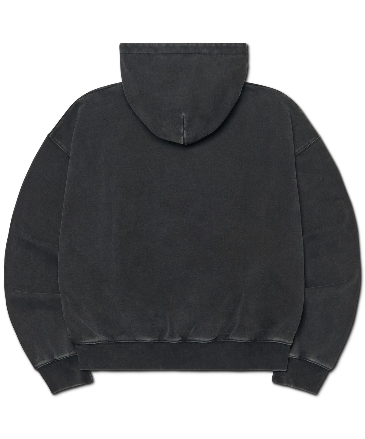 노매뉴얼(NOMANUAL) APPLIQUE HOODED ZIP-UP - WASHED BLACK