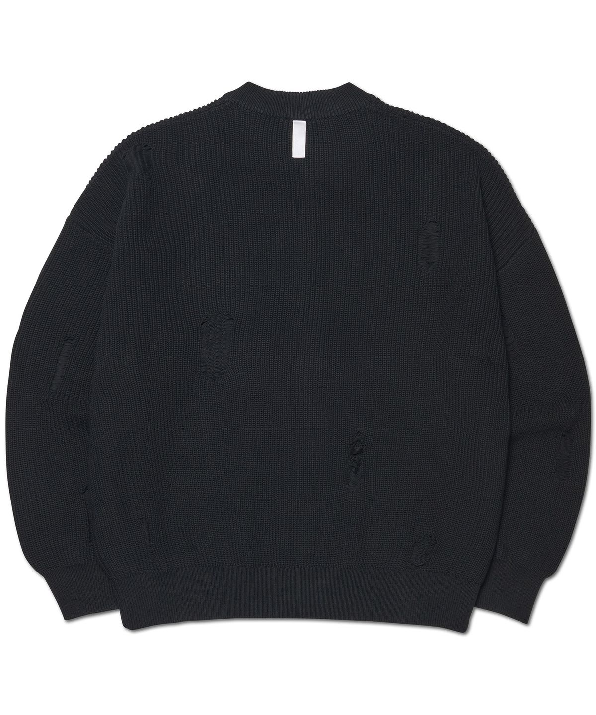 노매뉴얼(NOMANUAL) DESTROYED KNIT ZIP-UP - BLACK