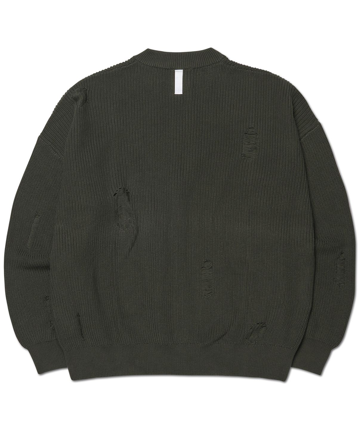 노매뉴얼(NOMANUAL) DESTROYED KNIT ZIP-UP - KHAKI