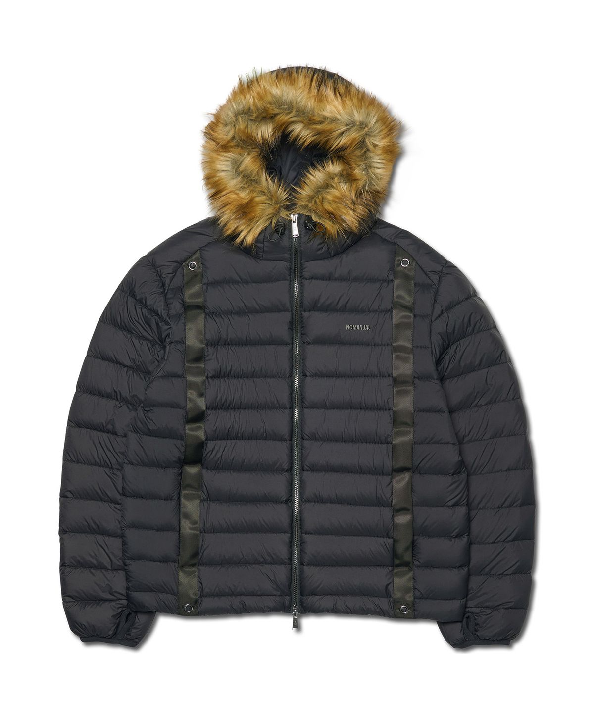 노매뉴얼(NOMANUAL) FUR HOODED LIGHT DUCK DOWN - BLACK