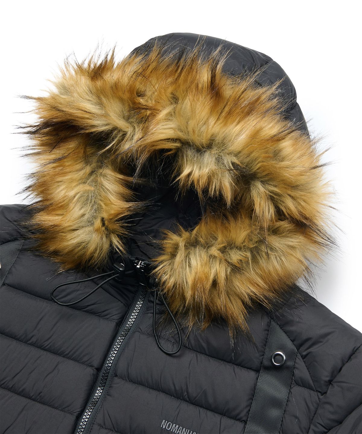 노매뉴얼(NOMANUAL) FUR HOODED LIGHT DUCK DOWN - BLACK