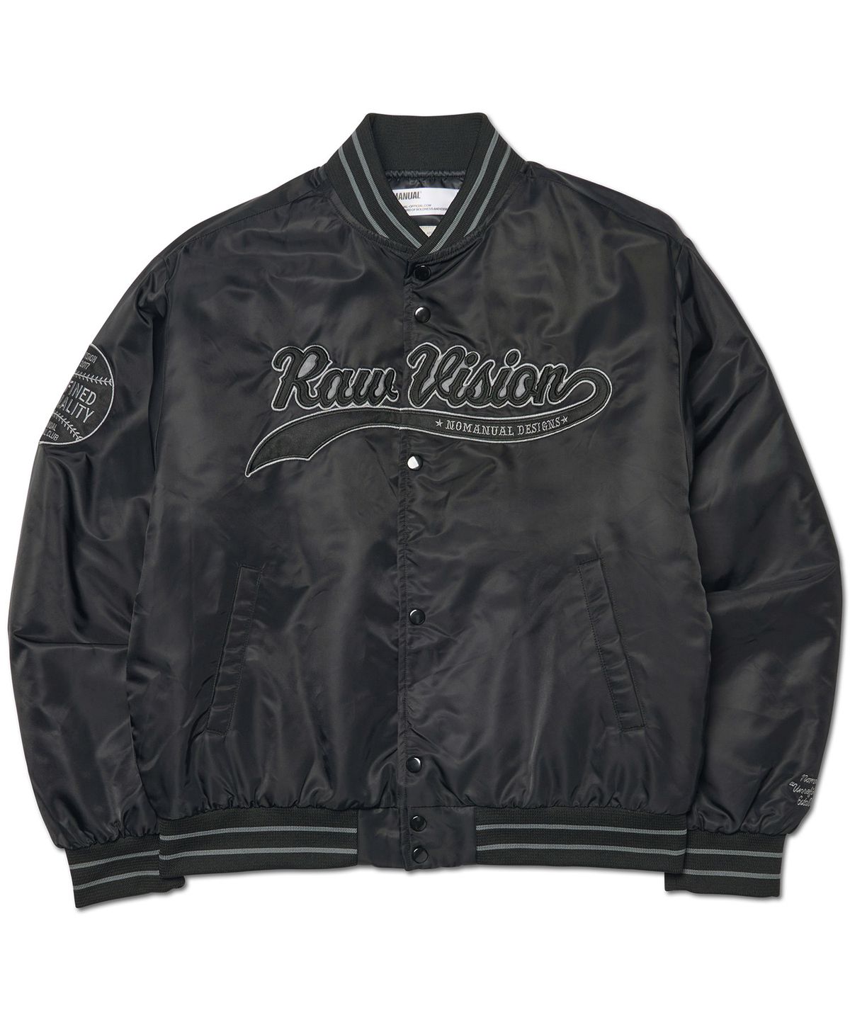 노매뉴얼(NOMANUAL) R.V STADIUM JACKET - BLACK