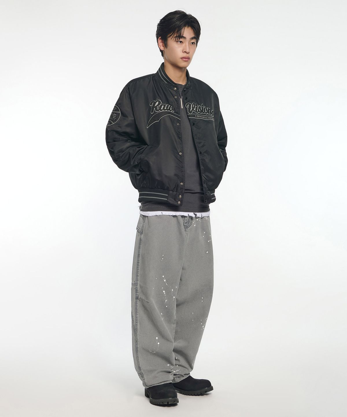 노매뉴얼(NOMANUAL) R.V STADIUM JACKET - BLACK