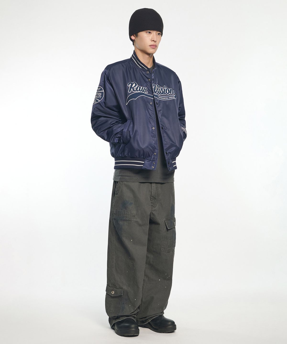 노매뉴얼(NOMANUAL) R.V STADIUM JACKET - NAVY