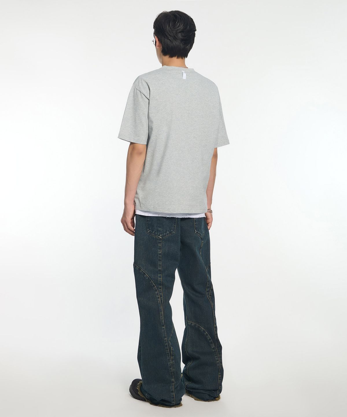 노매뉴얼(NOMANUAL) C.L FLARE DENIM PANTS - WASHED BLUE