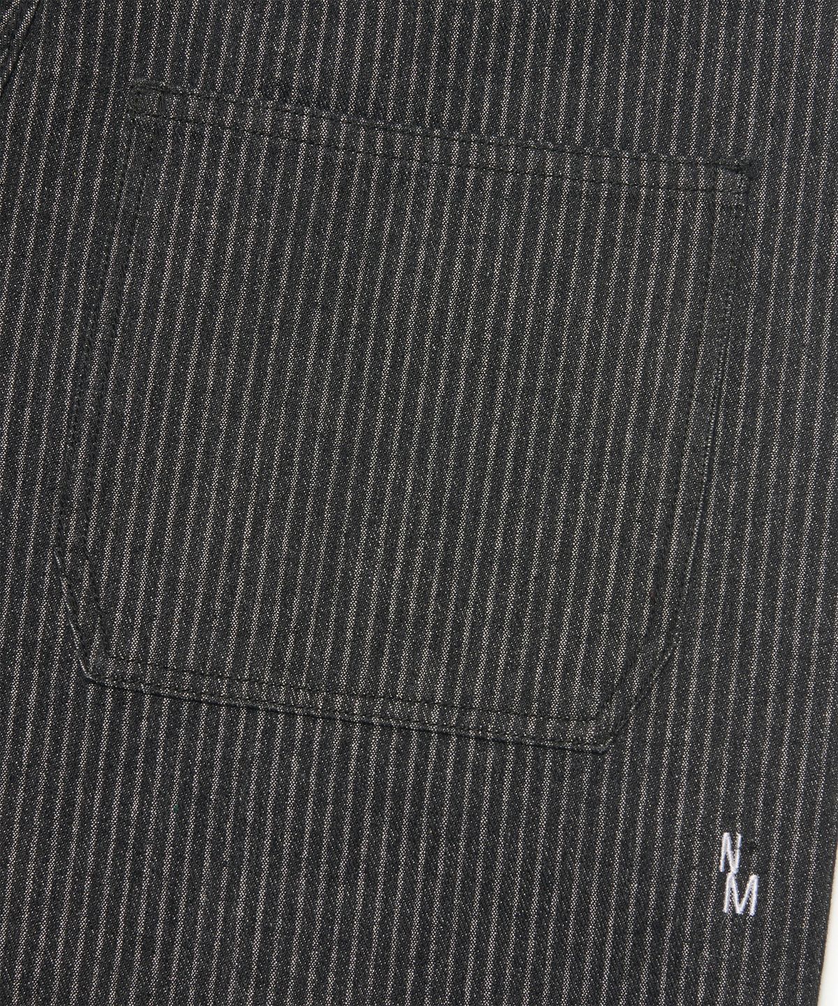 노매뉴얼(NOMANUAL) NM STRIPE CURVED DENIM PANTS - BLACK
