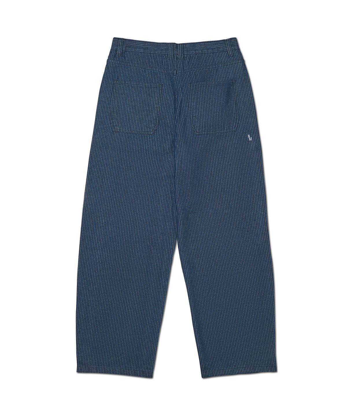 노매뉴얼(NOMANUAL) NM STRIPE CURVED DENIM PANTS - BLUE