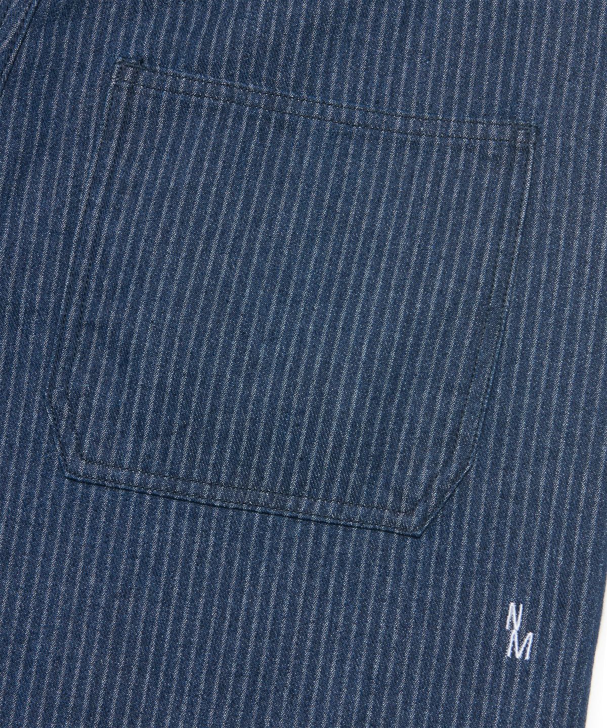 노매뉴얼(NOMANUAL) NM STRIPE CURVED DENIM PANTS - BLUE