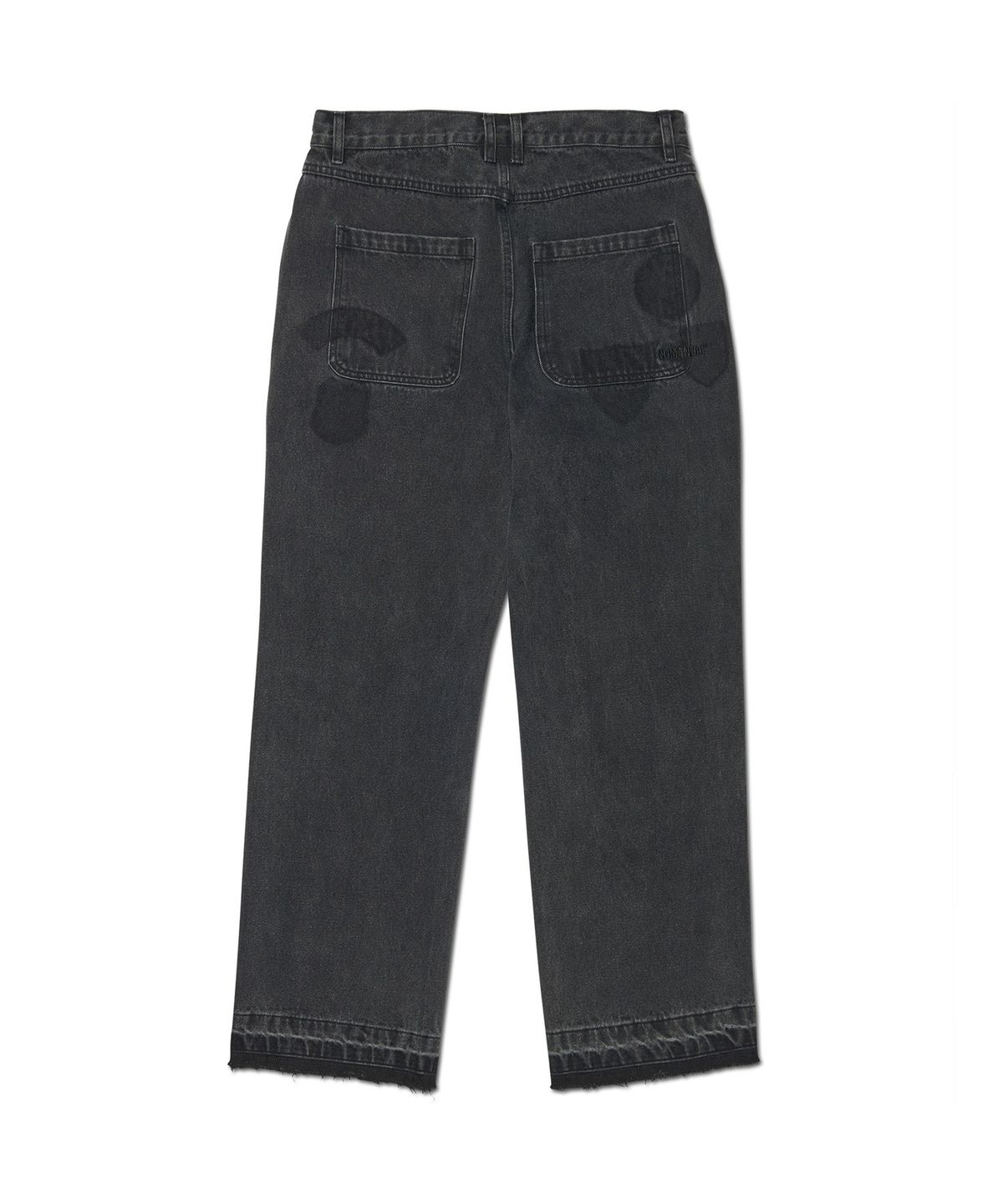 노매뉴얼(NOMANUAL) EMBLEM PATCHED DENIM PANTS - WASHED BLACK