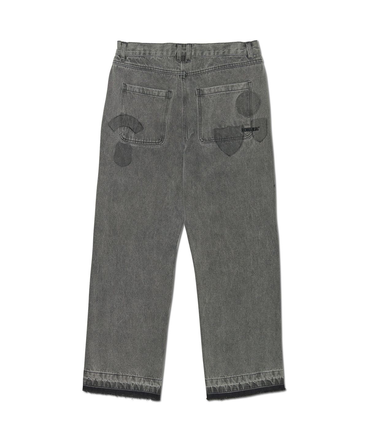 노매뉴얼(NOMANUAL) EMBLEM PATCHED DENIM PANTS - WASHED GRAY