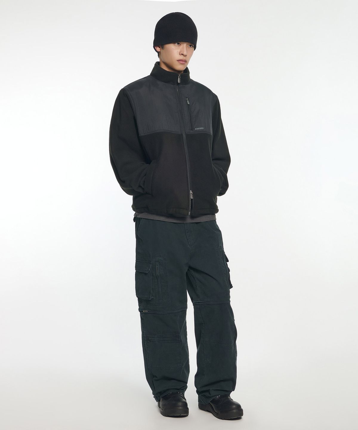 노매뉴얼(NOMANUAL) C.B FLEECE JACKET - BLACK