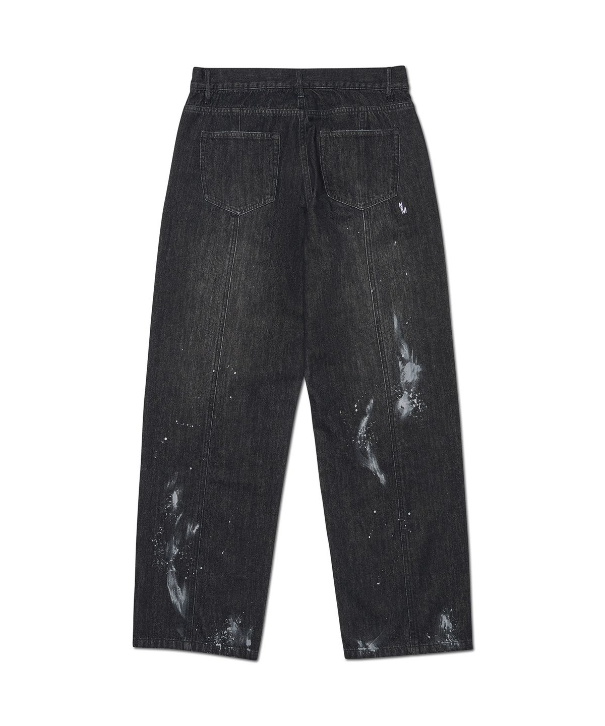 노매뉴얼(NOMANUAL) PAINT BRUSHED DENIM PANTS - WASHED BLACK