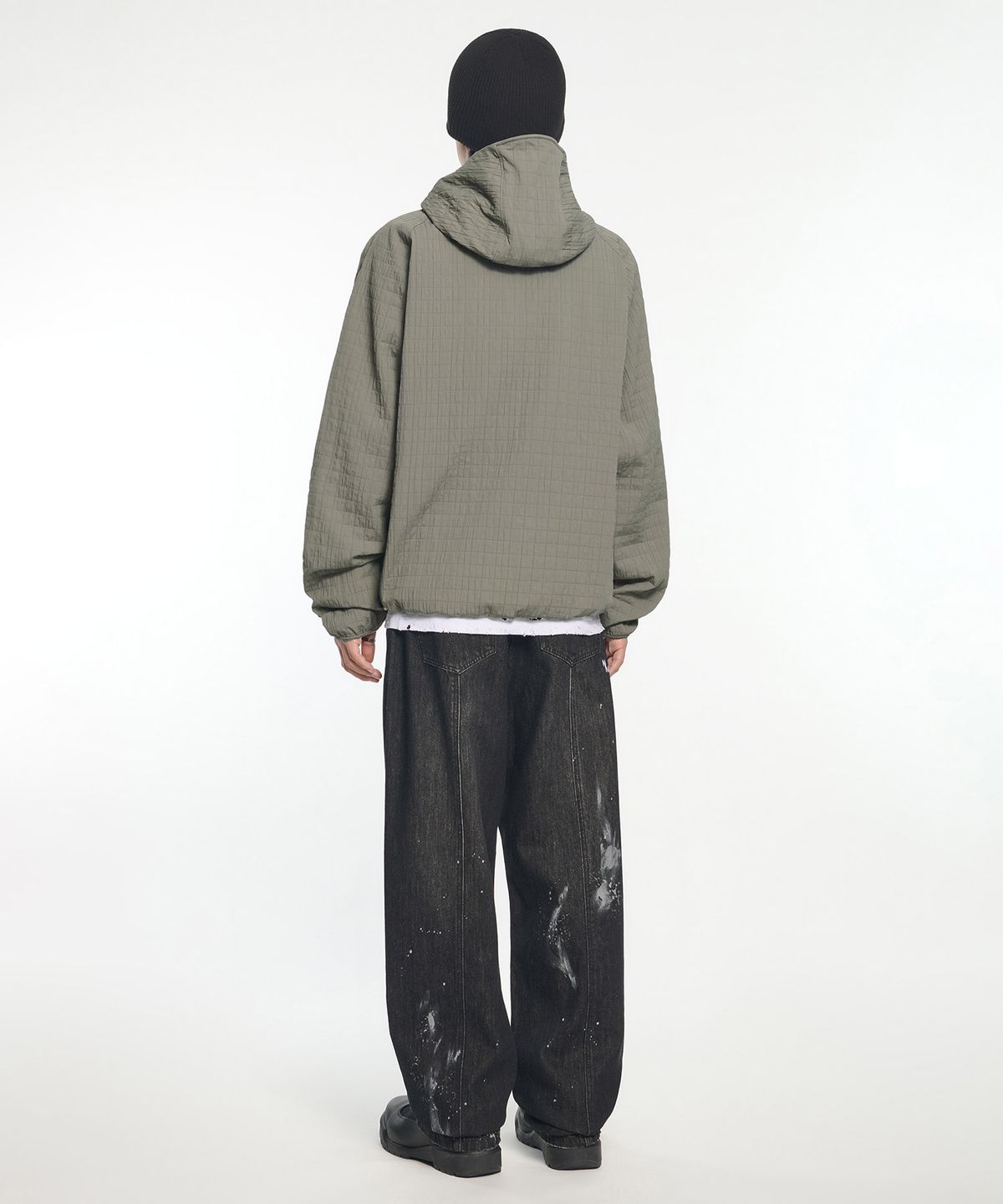 노매뉴얼(NOMANUAL) PAINT BRUSHED DENIM PANTS - WASHED BLACK