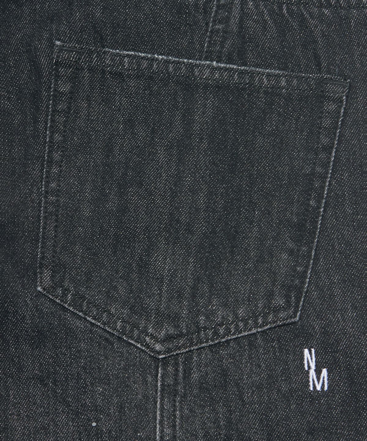 노매뉴얼(NOMANUAL) PAINT BRUSHED DENIM PANTS - WASHED BLACK