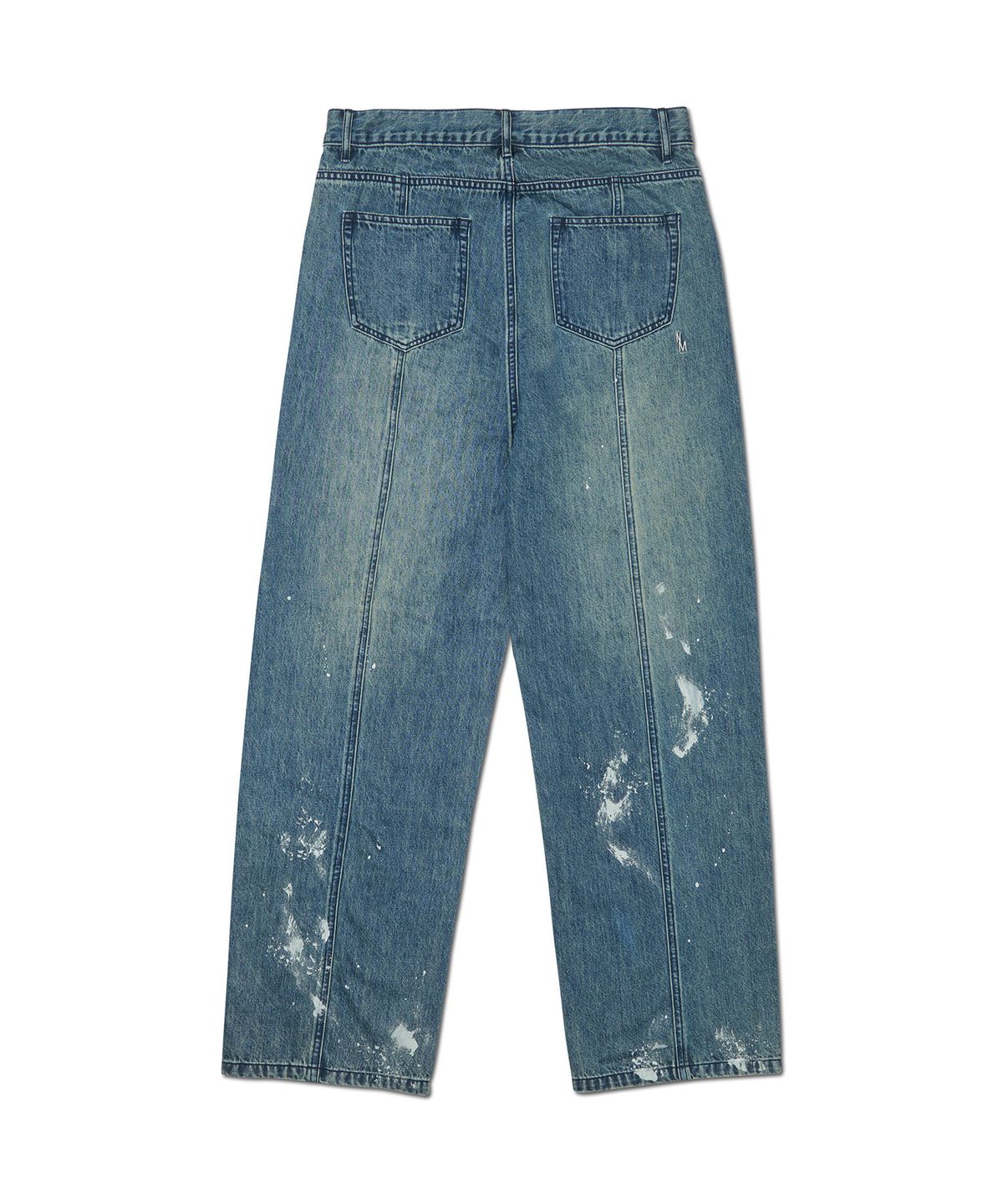 노매뉴얼(NOMANUAL) PAINT BRUSHED DENIM PANTS - WASHED BLUE