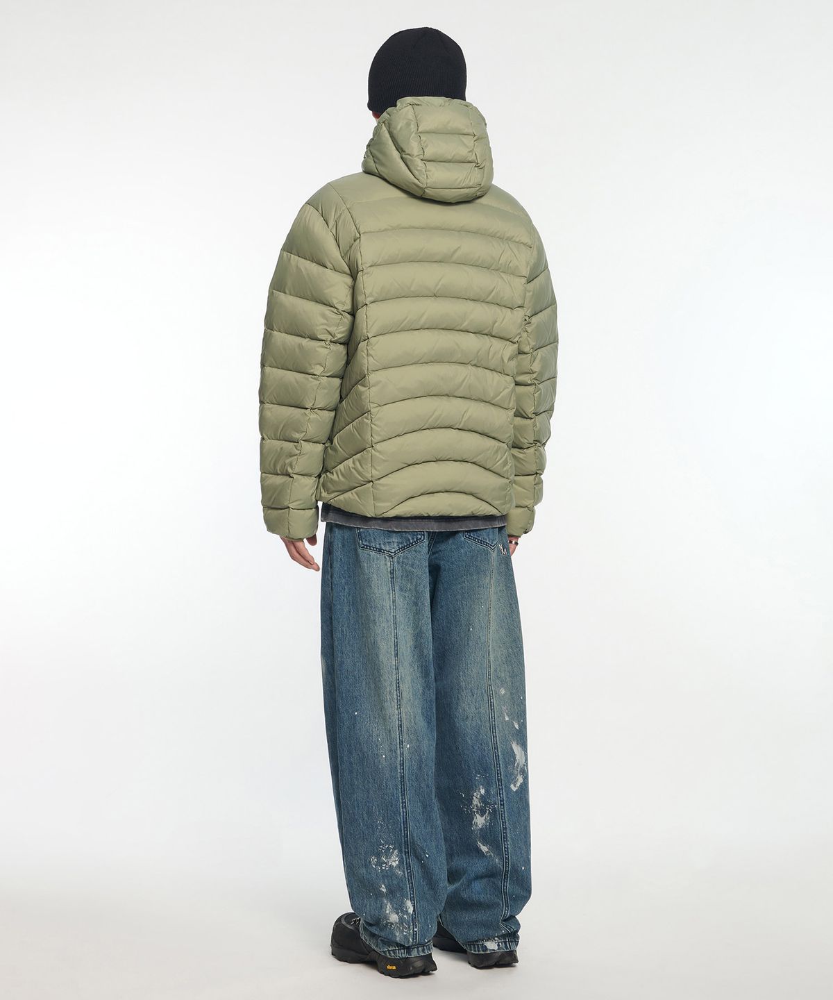 노매뉴얼(NOMANUAL) PAINT BRUSHED DENIM PANTS - WASHED BLUE