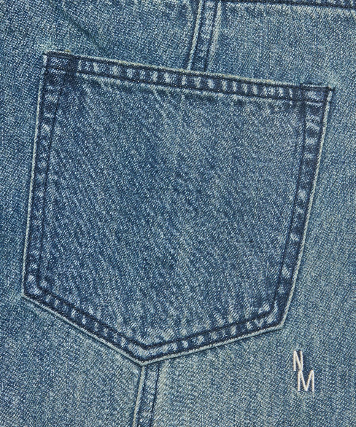 노매뉴얼(NOMANUAL) PAINT BRUSHED DENIM PANTS - WASHED BLUE