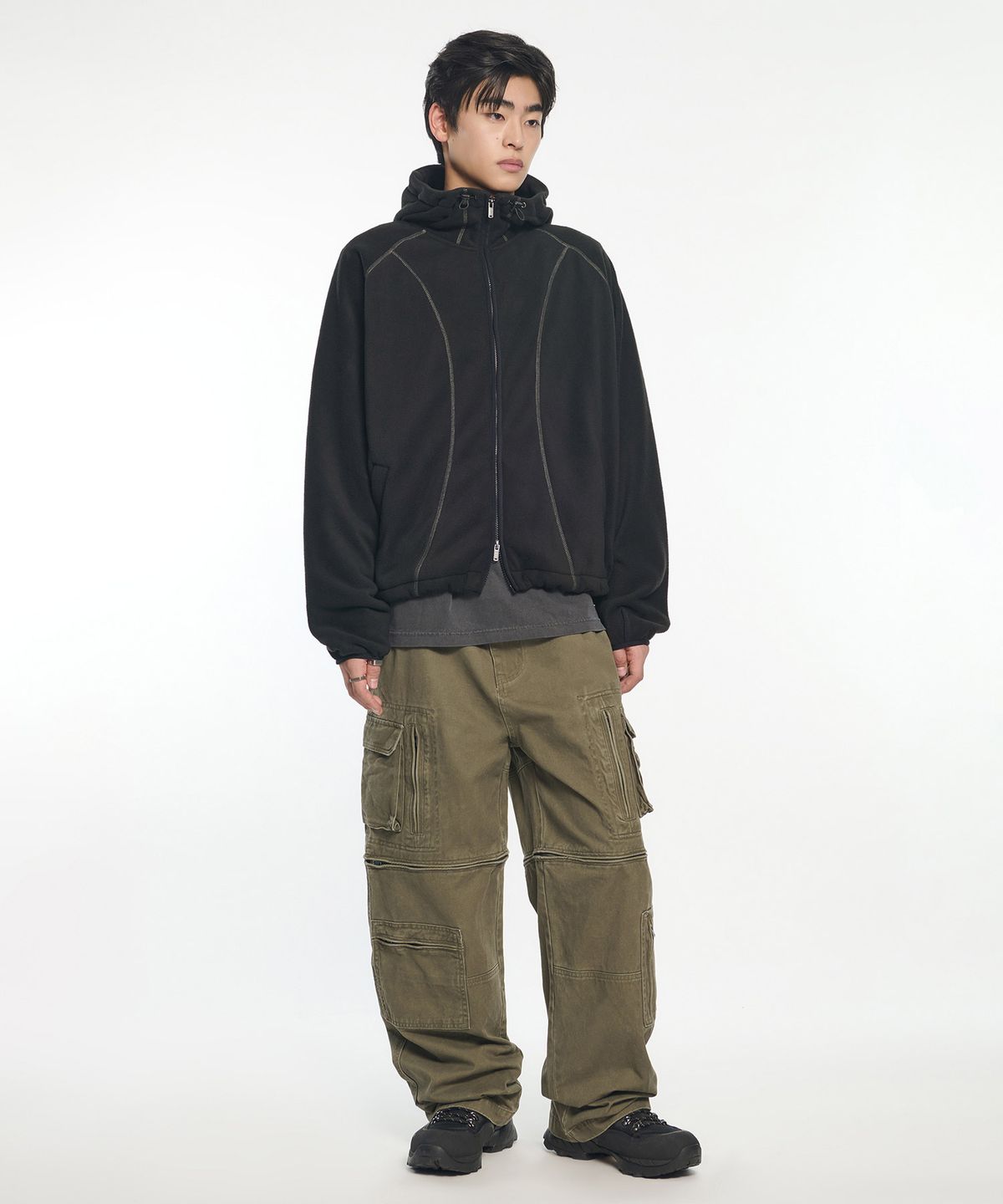 노매뉴얼(NOMANUAL) BOUND SHELL FLEECE - BLACK