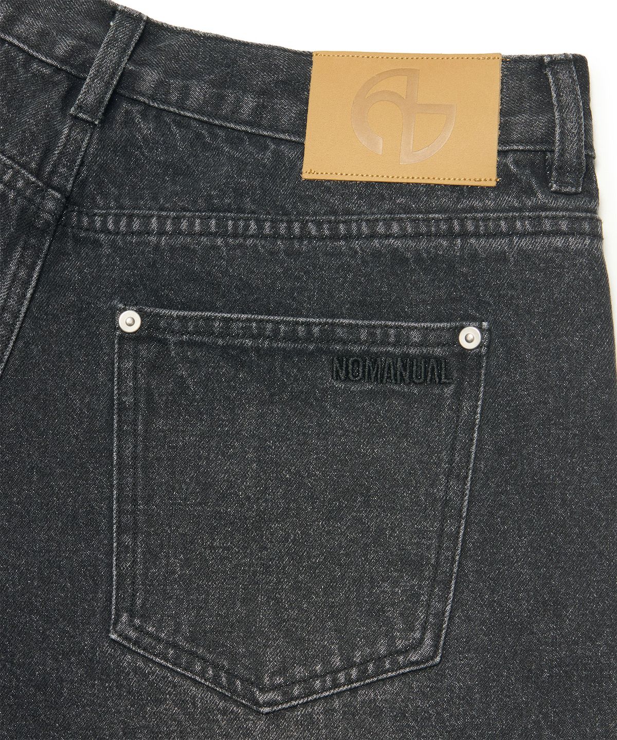 노매뉴얼(NOMANUAL) BASIC WASHED DENIM PANTS - WASHED BLACK