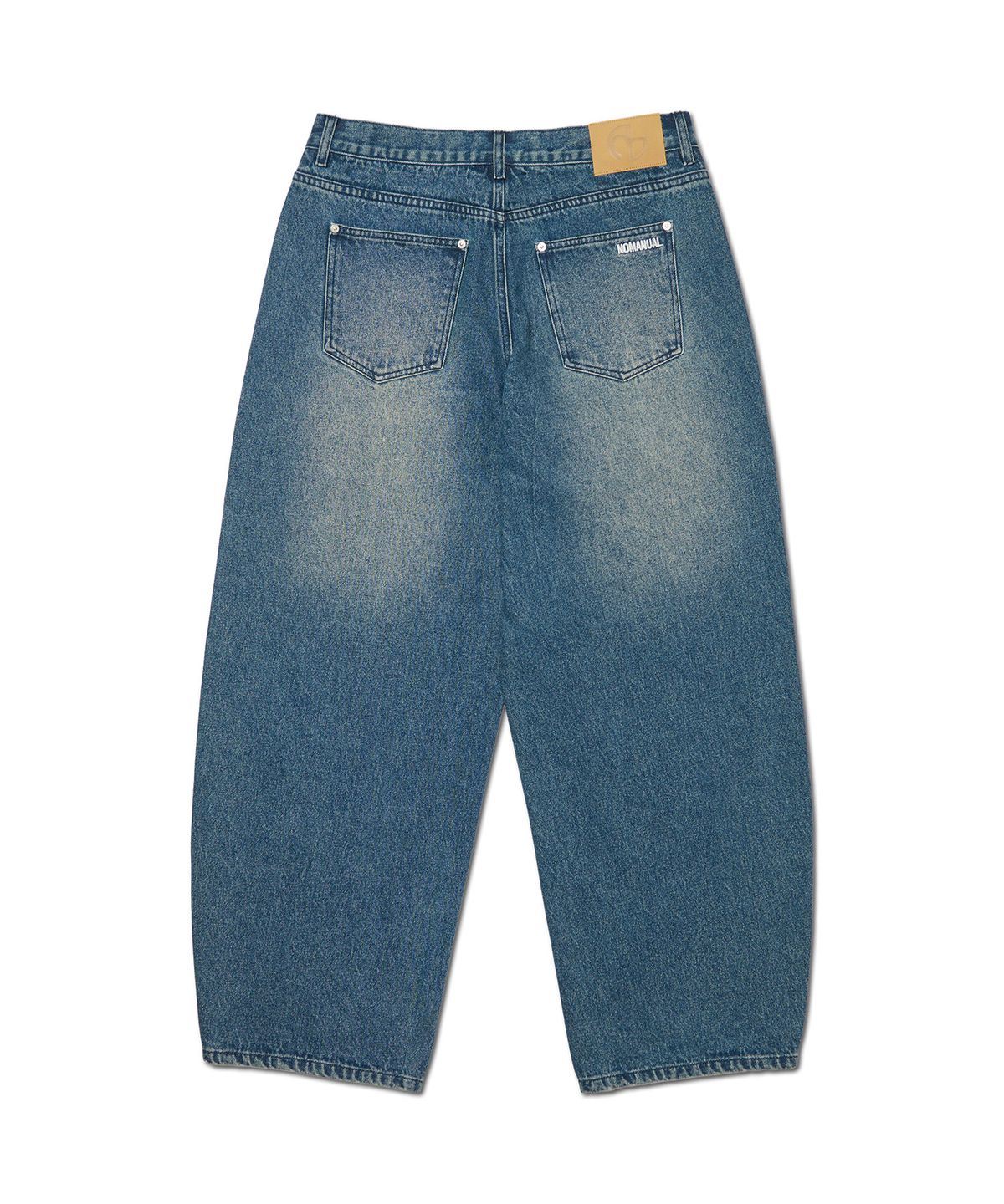 노매뉴얼(NOMANUAL) BASIC WASHED DENIM PANTS - WASHED NAVY