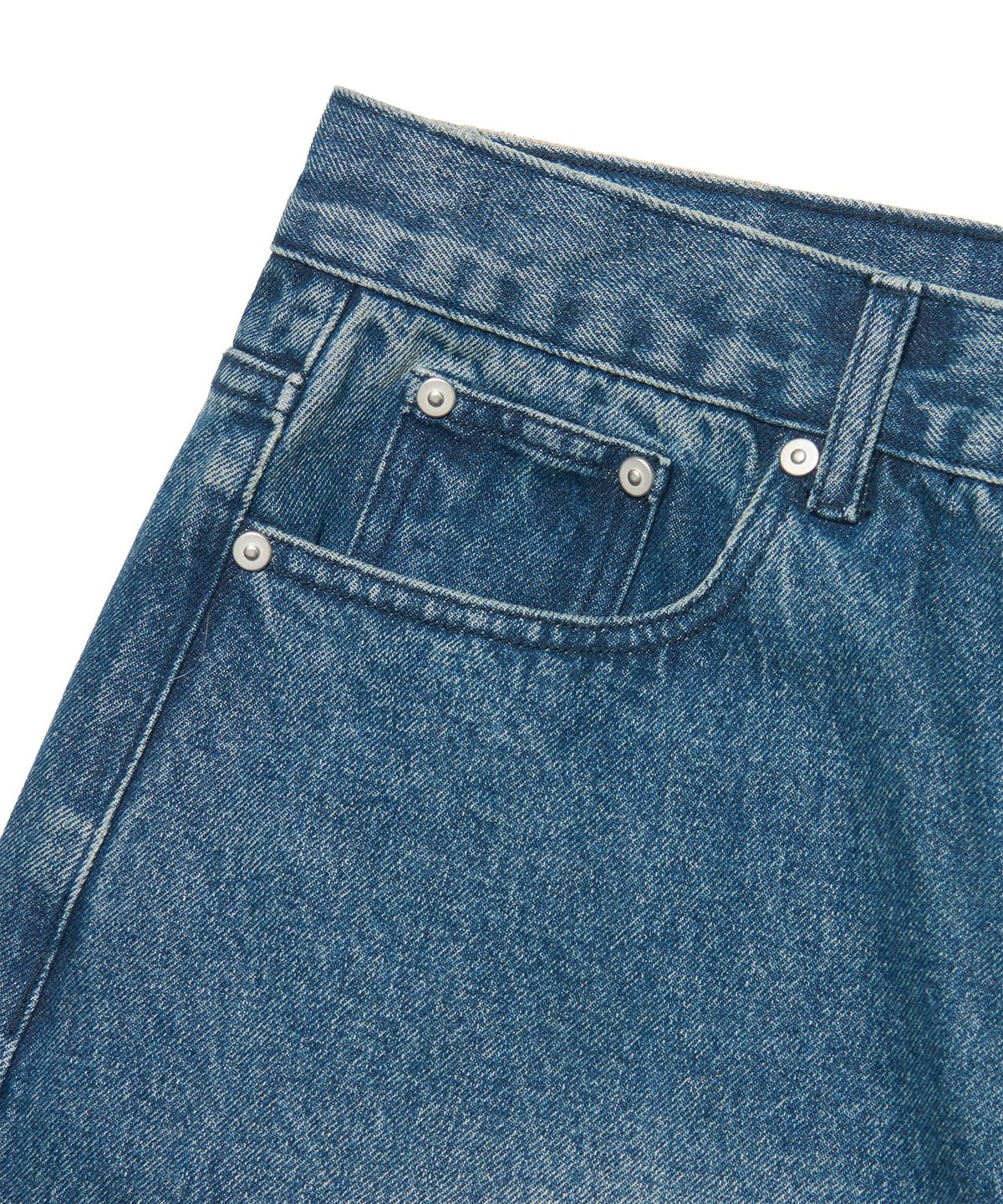 노매뉴얼(NOMANUAL) BASIC WASHED DENIM PANTS - WASHED NAVY