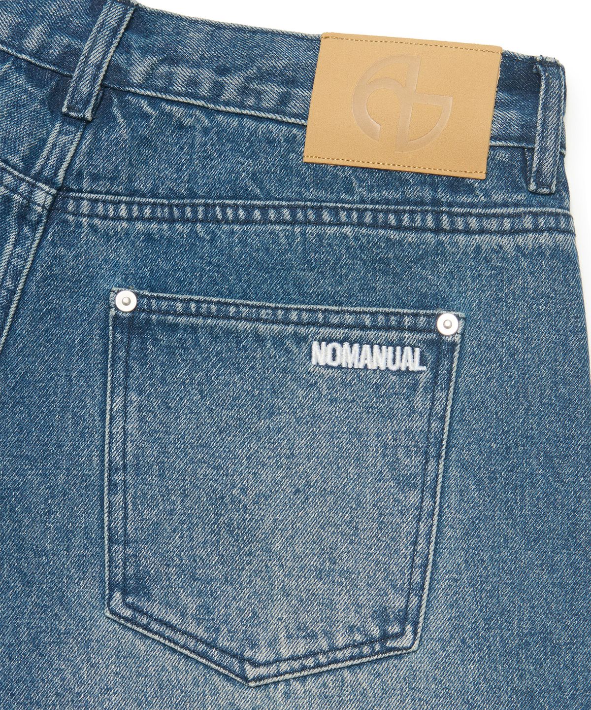 노매뉴얼(NOMANUAL) BASIC WASHED DENIM PANTS - WASHED NAVY