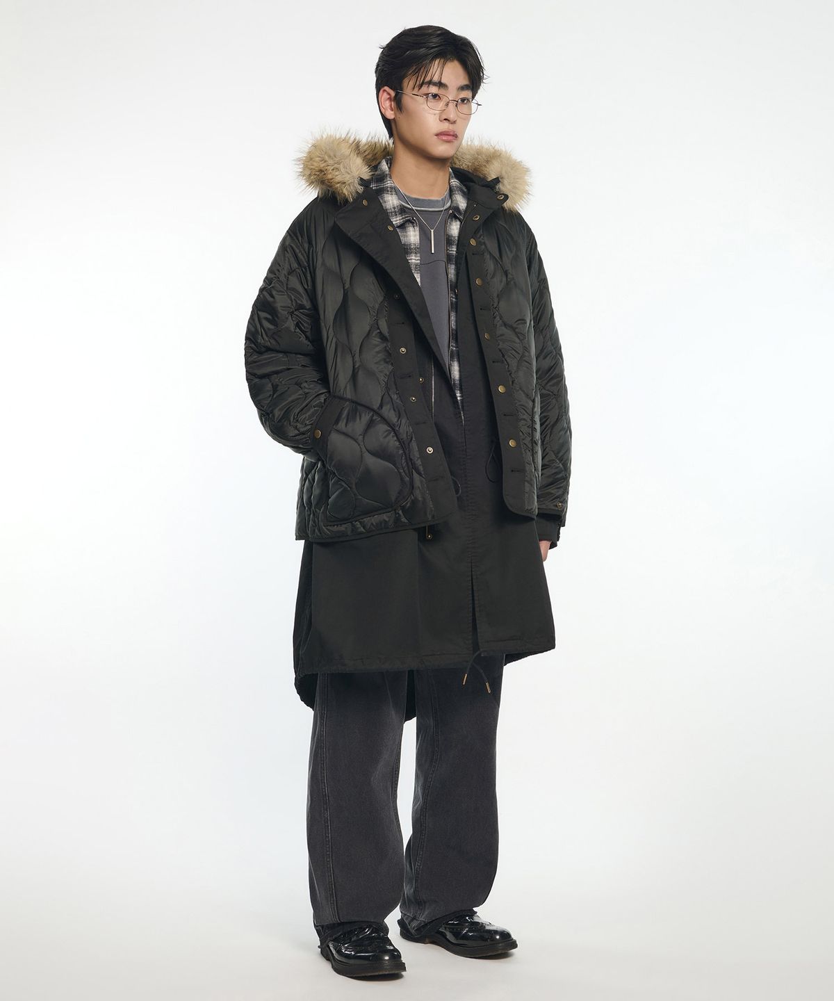 노매뉴얼(NOMANUAL) M-65 ARCTIC PARKA JACKET - WASHED BLACK