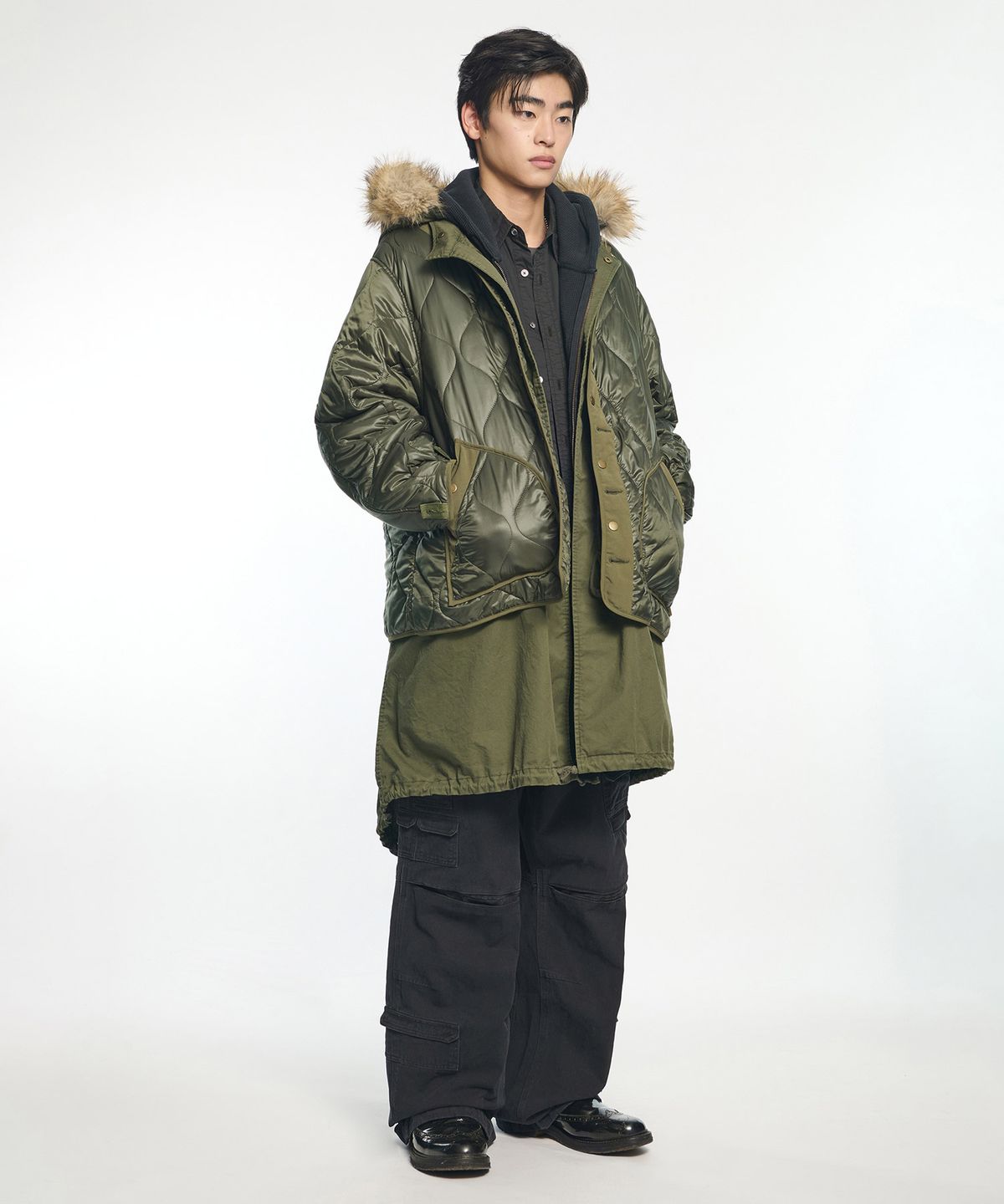 노매뉴얼(NOMANUAL) M-65 ARCTIC PARKA JACKET - WASHED KHAKI