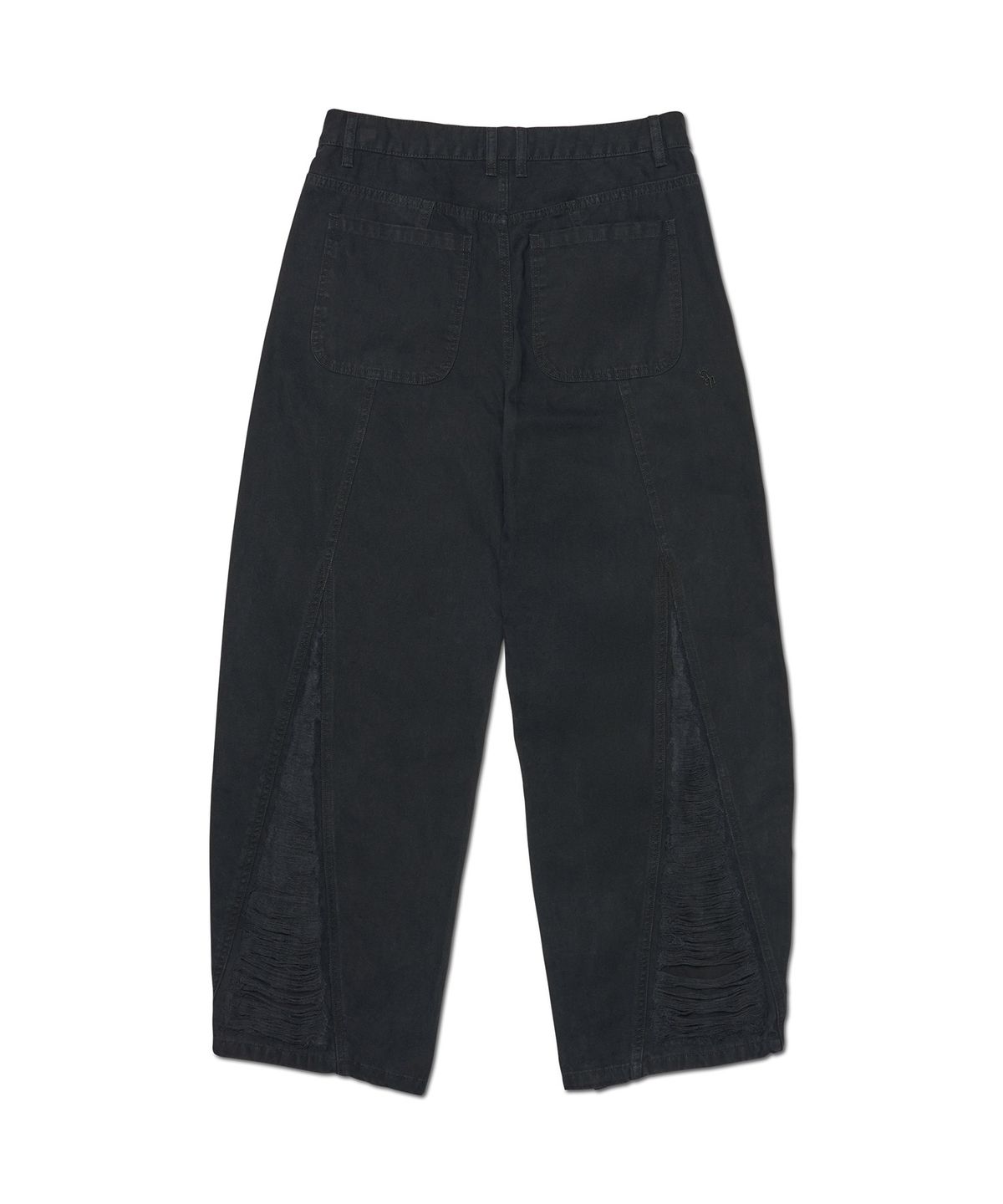 노매뉴얼(NOMANUAL) PANEL DESTROYED PANTS - BLACK
