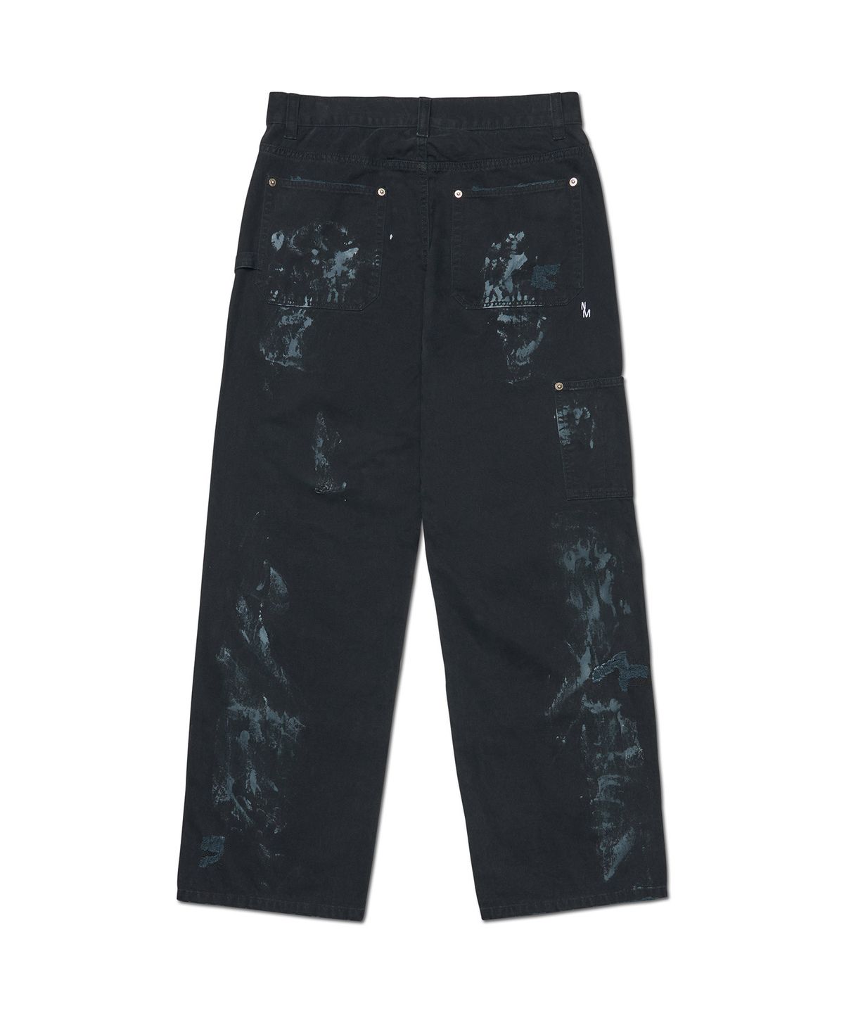 노매뉴얼(NOMANUAL) DAMAGED DOUBLE KNEE PANTS - WASHED BLACK