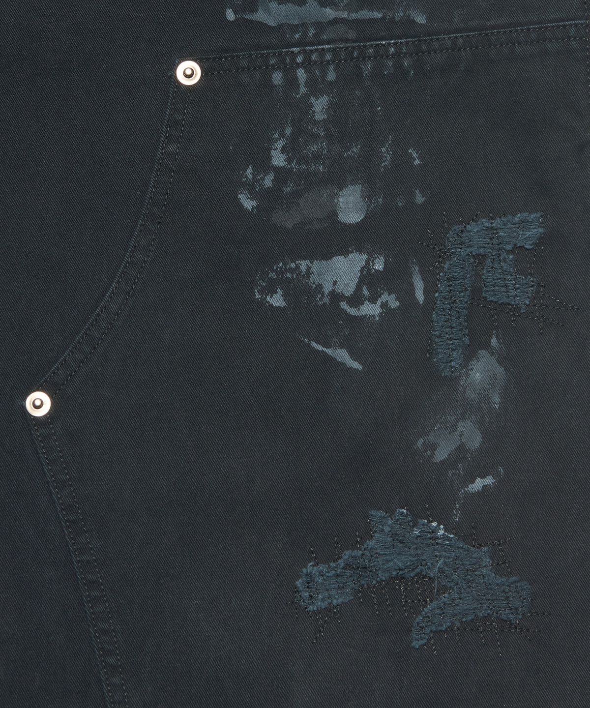 노매뉴얼(NOMANUAL) DAMAGED DOUBLE KNEE PANTS - WASHED BLACK