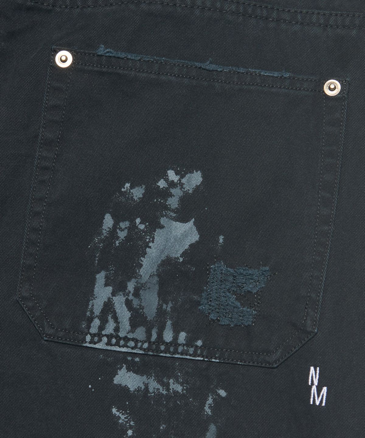 노매뉴얼(NOMANUAL) DAMAGED DOUBLE KNEE PANTS - WASHED BLACK