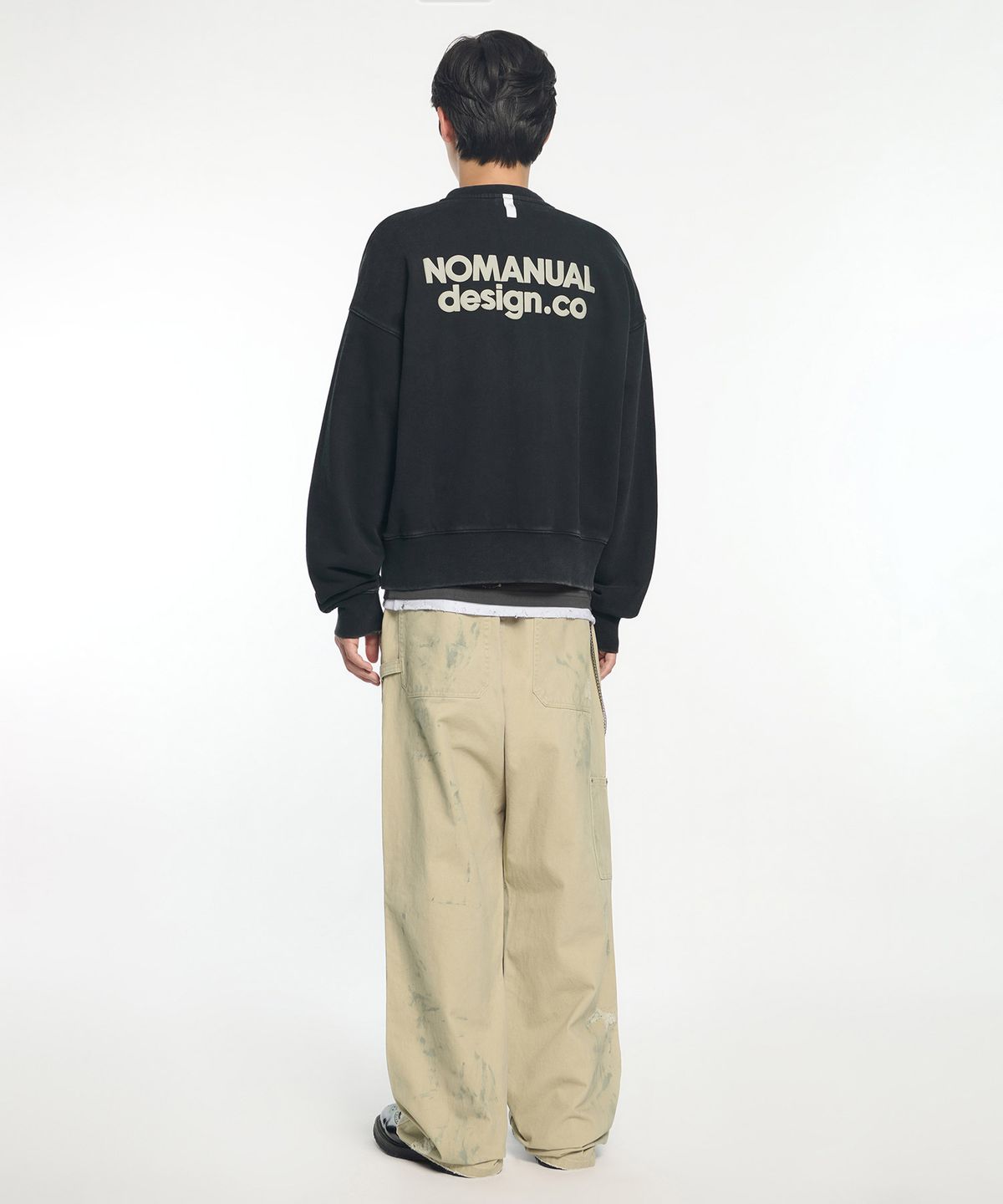 노매뉴얼(NOMANUAL) DAMAGED DOUBLE KNEE PANTS - SAND BEIGE