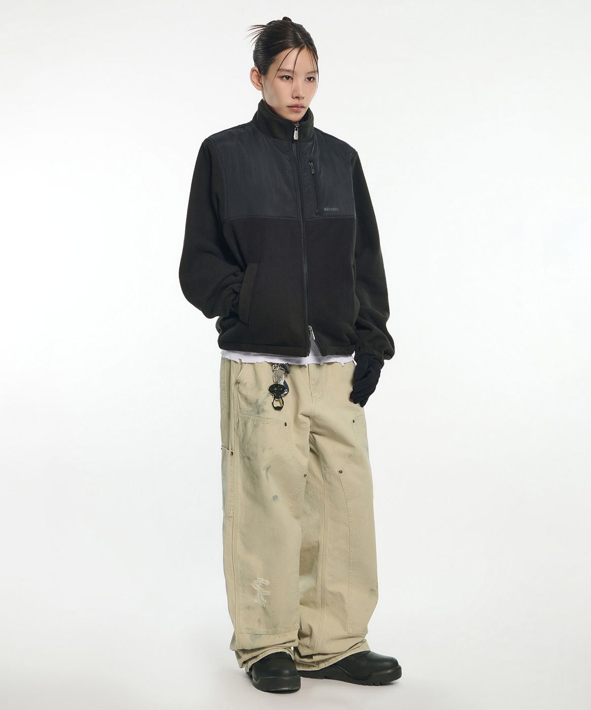 노매뉴얼(NOMANUAL) DAMAGED DOUBLE KNEE PANTS - SAND BEIGE