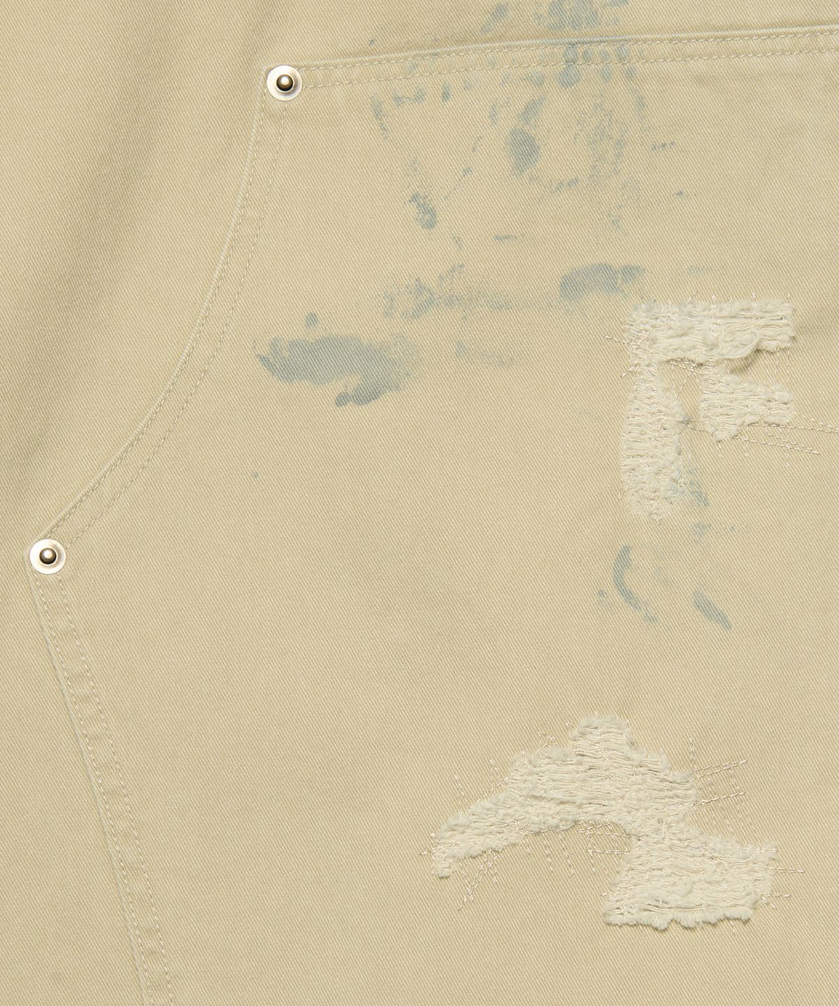 노매뉴얼(NOMANUAL) DAMAGED DOUBLE KNEE PANTS - SAND BEIGE