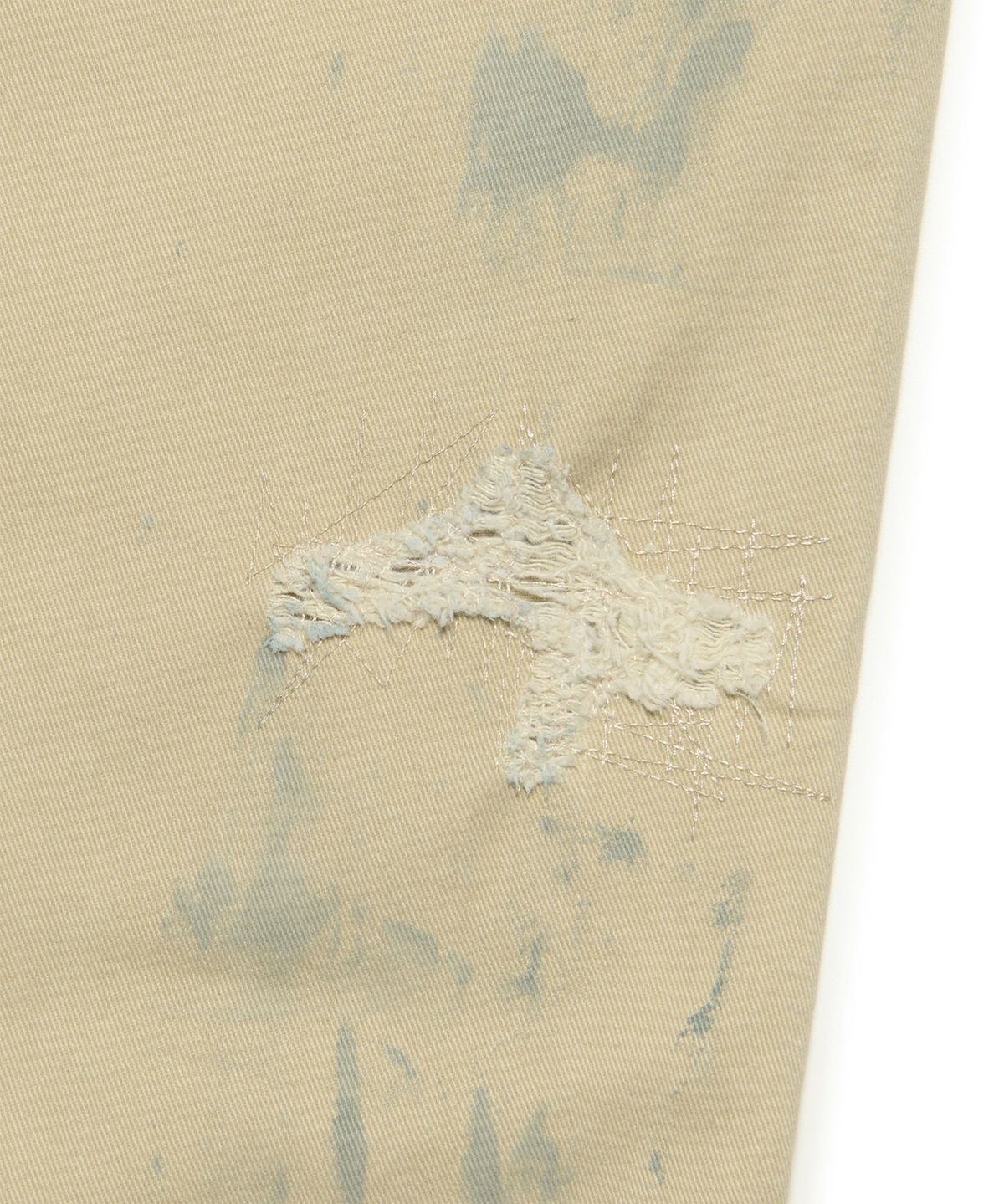 노매뉴얼(NOMANUAL) DAMAGED DOUBLE KNEE PANTS - SAND BEIGE