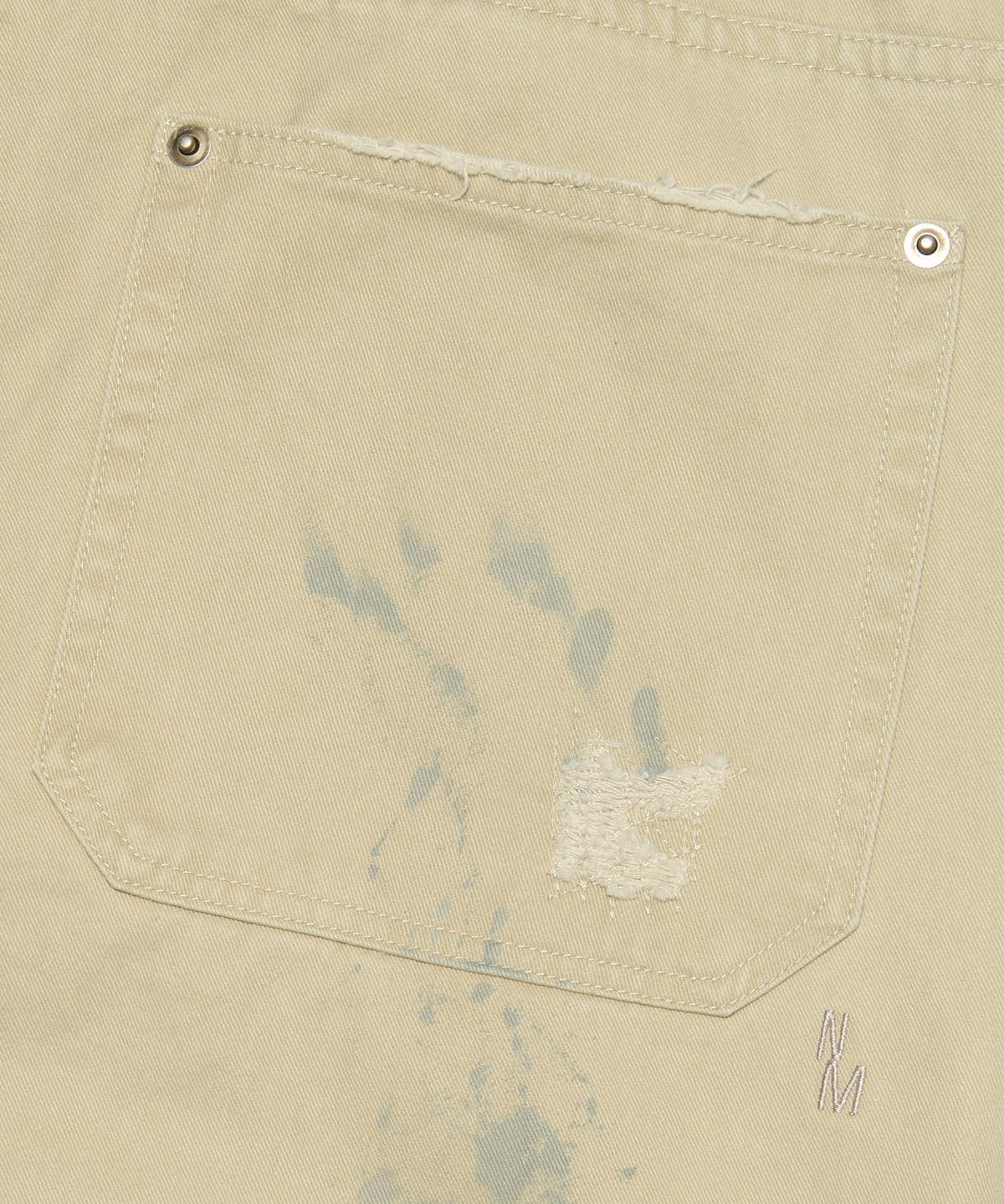 노매뉴얼(NOMANUAL) DAMAGED DOUBLE KNEE PANTS - SAND BEIGE