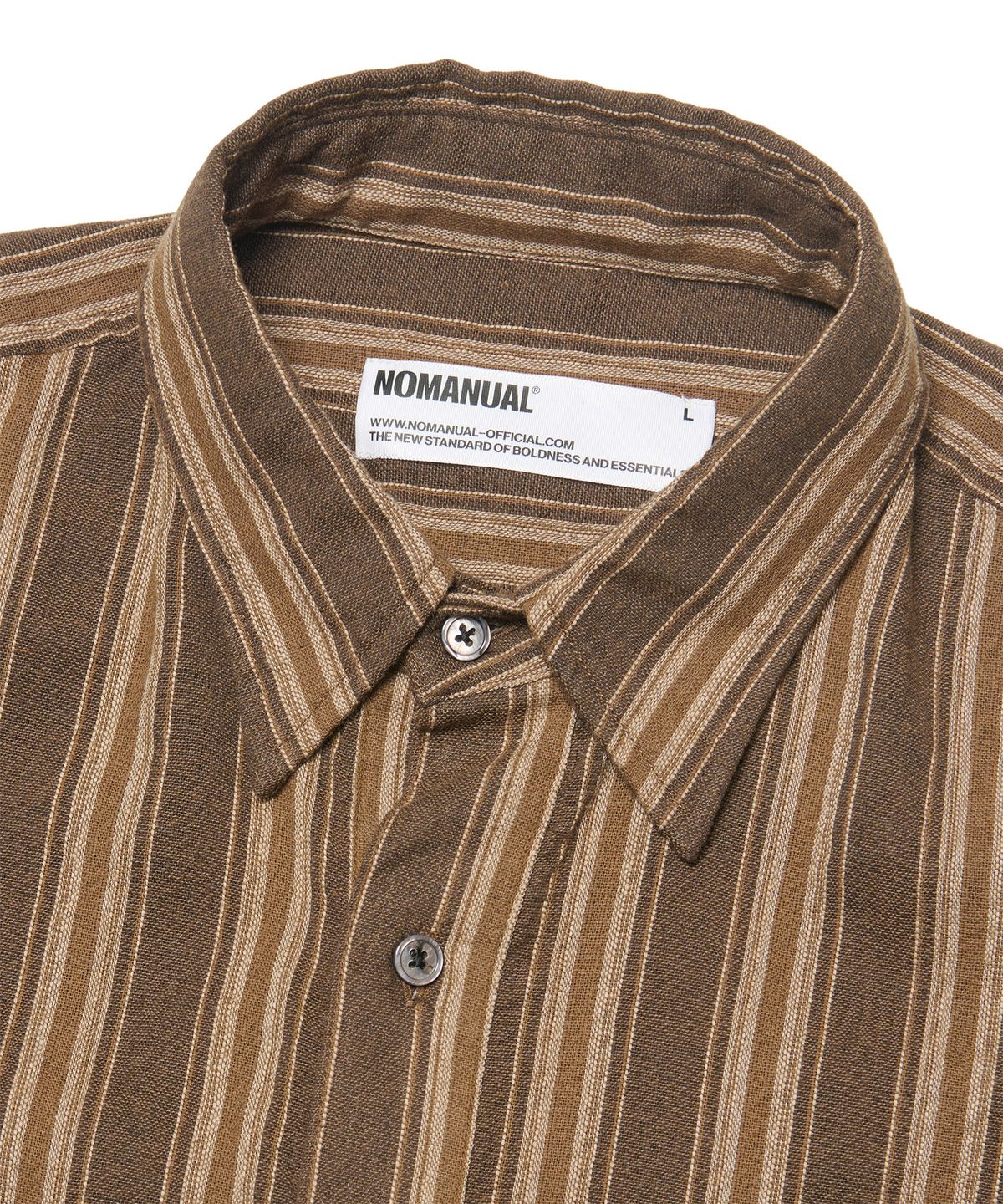 노매뉴얼(NOMANUAL) M.L STRIPE SHIRT - BROWN