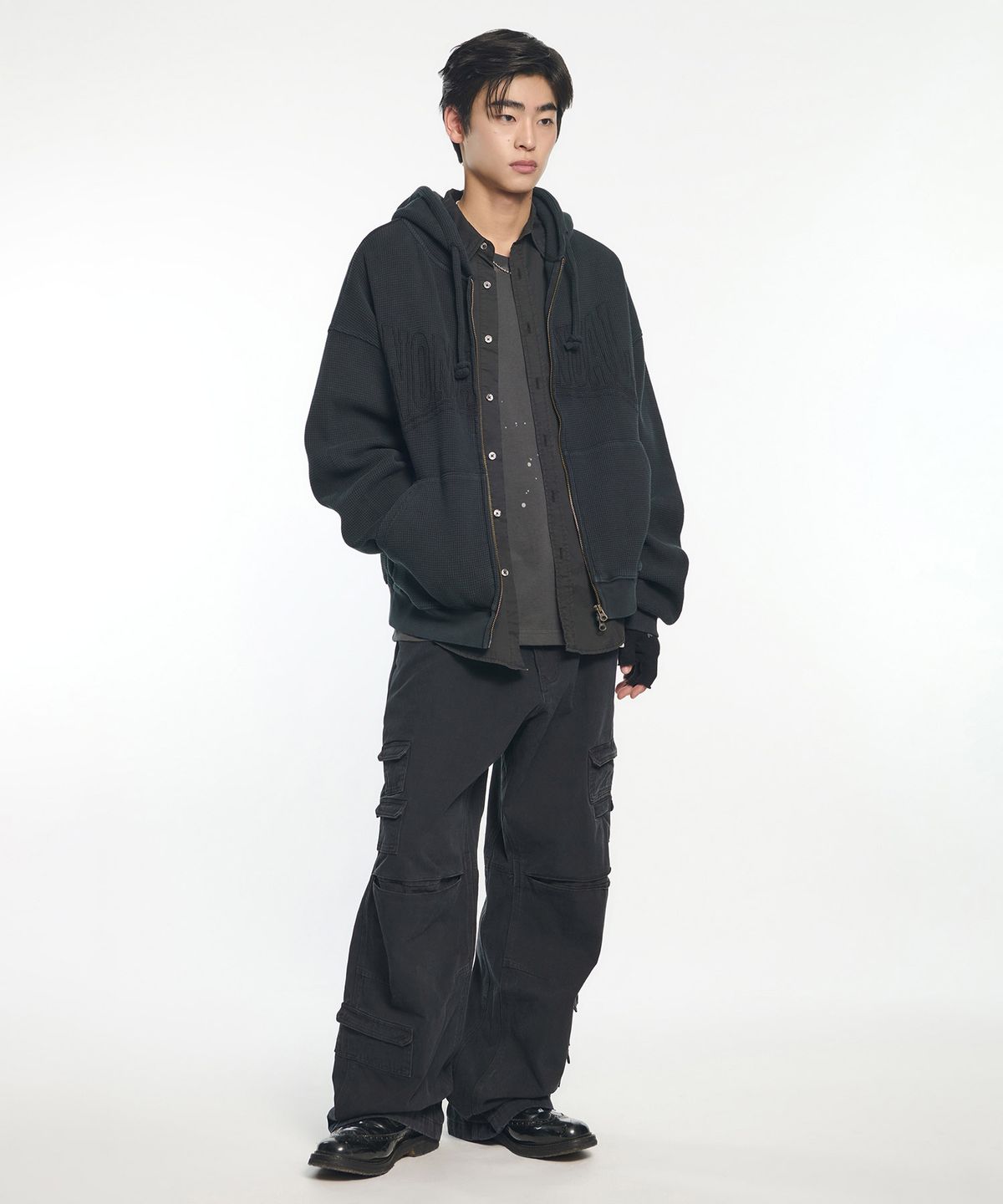노매뉴얼(NOMANUAL) VTG UTILITY CARGO PANTS - WASHED BLACK