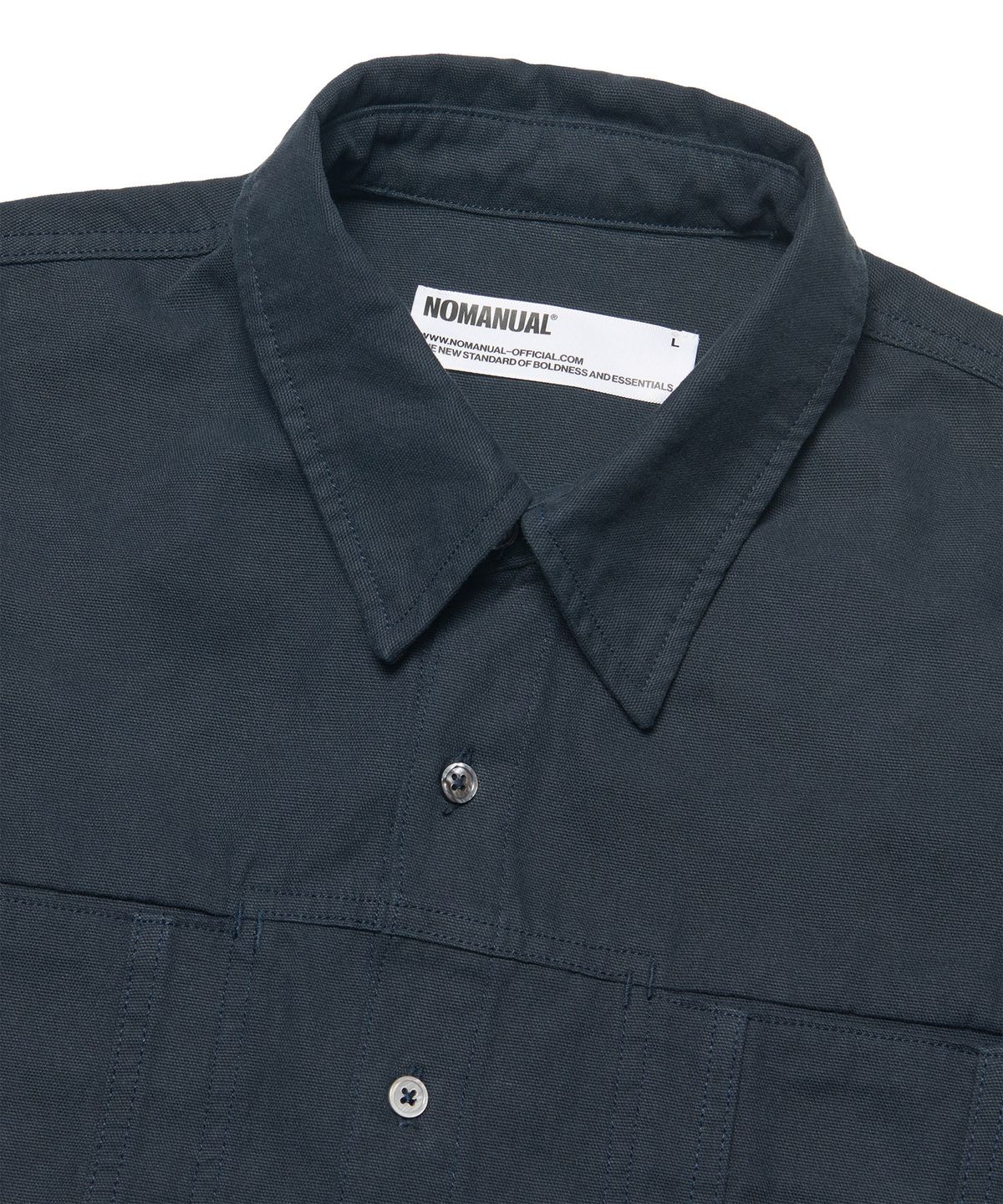 노매뉴얼(NOMANUAL) M.L CROP SHIRT - DARK NAVY