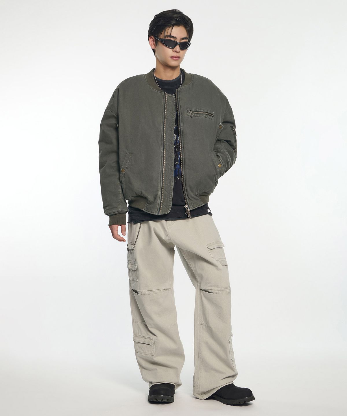 노매뉴얼(NOMANUAL) VTG UTILITY CARGO PANTS - WASHED GRAY
