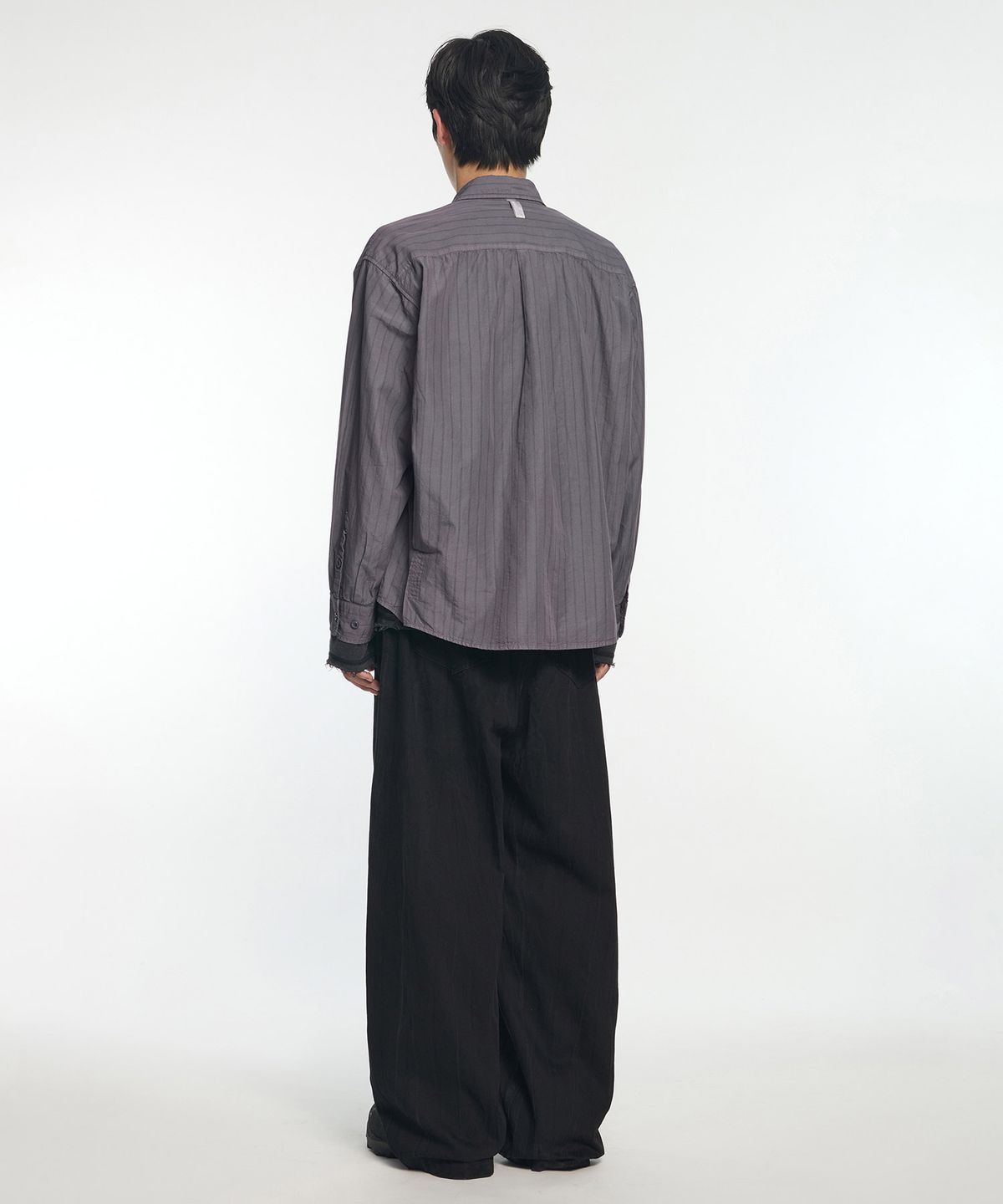 노매뉴얼(NOMANUAL) DYED STRIPED SHIRT - DYED PURPLE