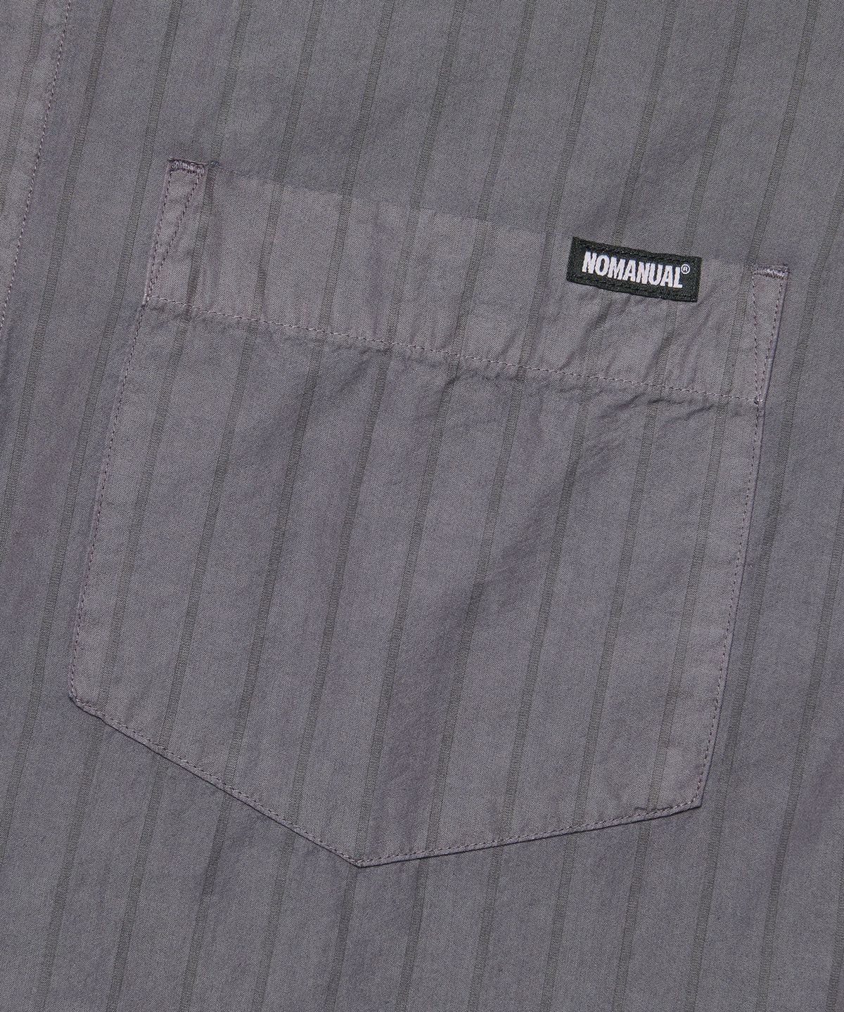 노매뉴얼(NOMANUAL) DYED STRIPED SHIRT - DYED PURPLE